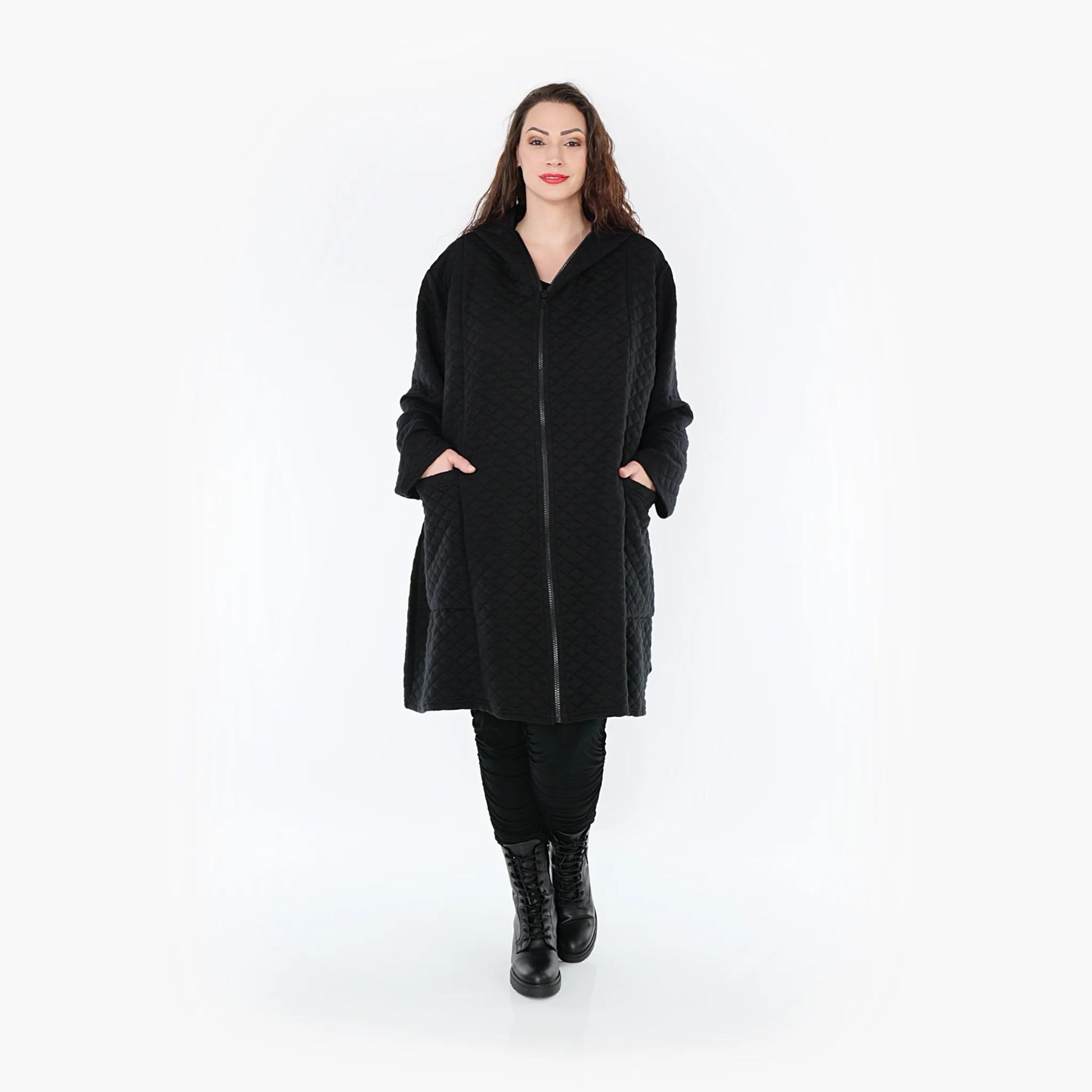 A-Form Jacke von AKH Fashion aus Materialmix, 1394.06909, Schwarz, Schick, Modern, Bequem