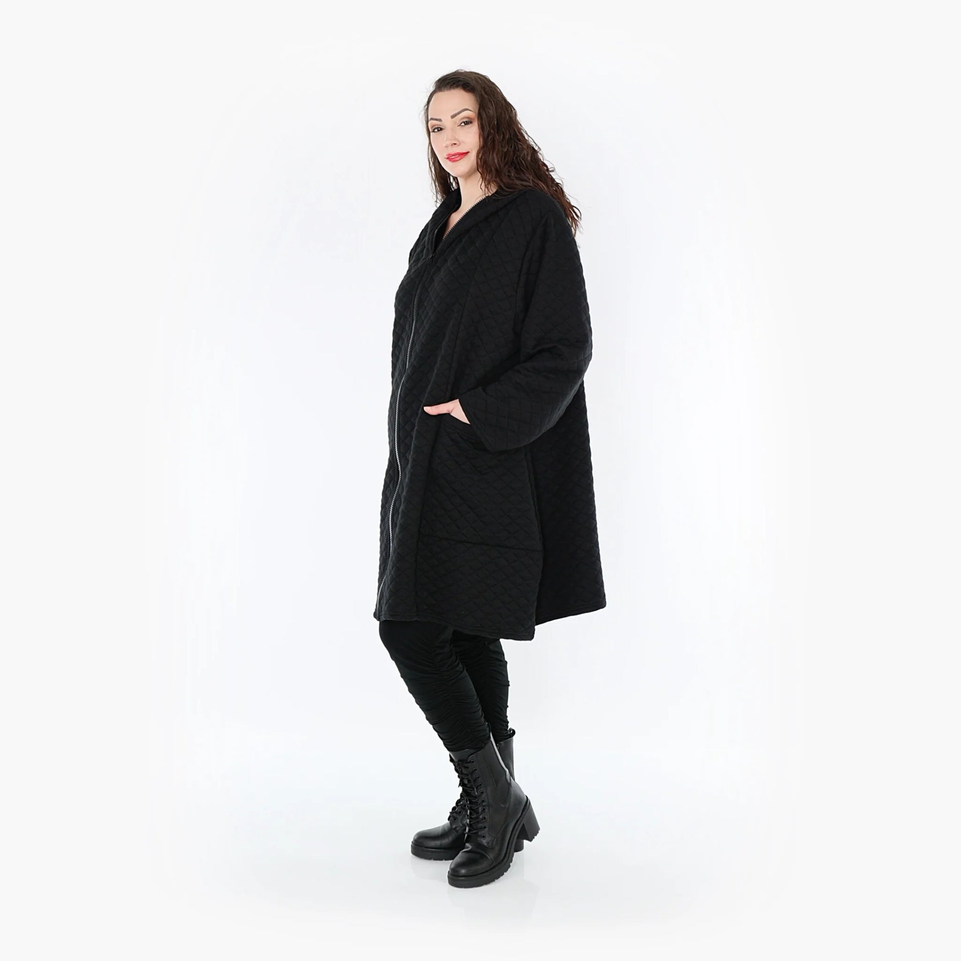 A-Form Jacke von AKH Fashion aus Materialmix, 1394.06909, Schwarz, Schick, Modern, Bequem