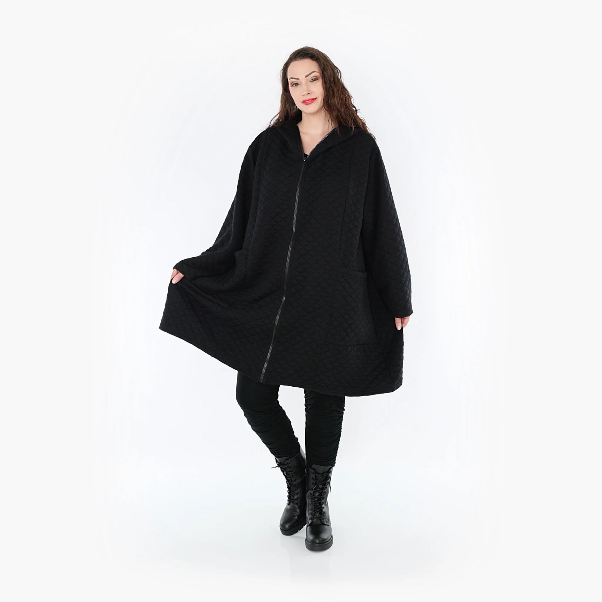 A-Form Jacke von AKH Fashion aus Materialmix, 1394.06909, Schwarz, Schick, Modern, Bequem