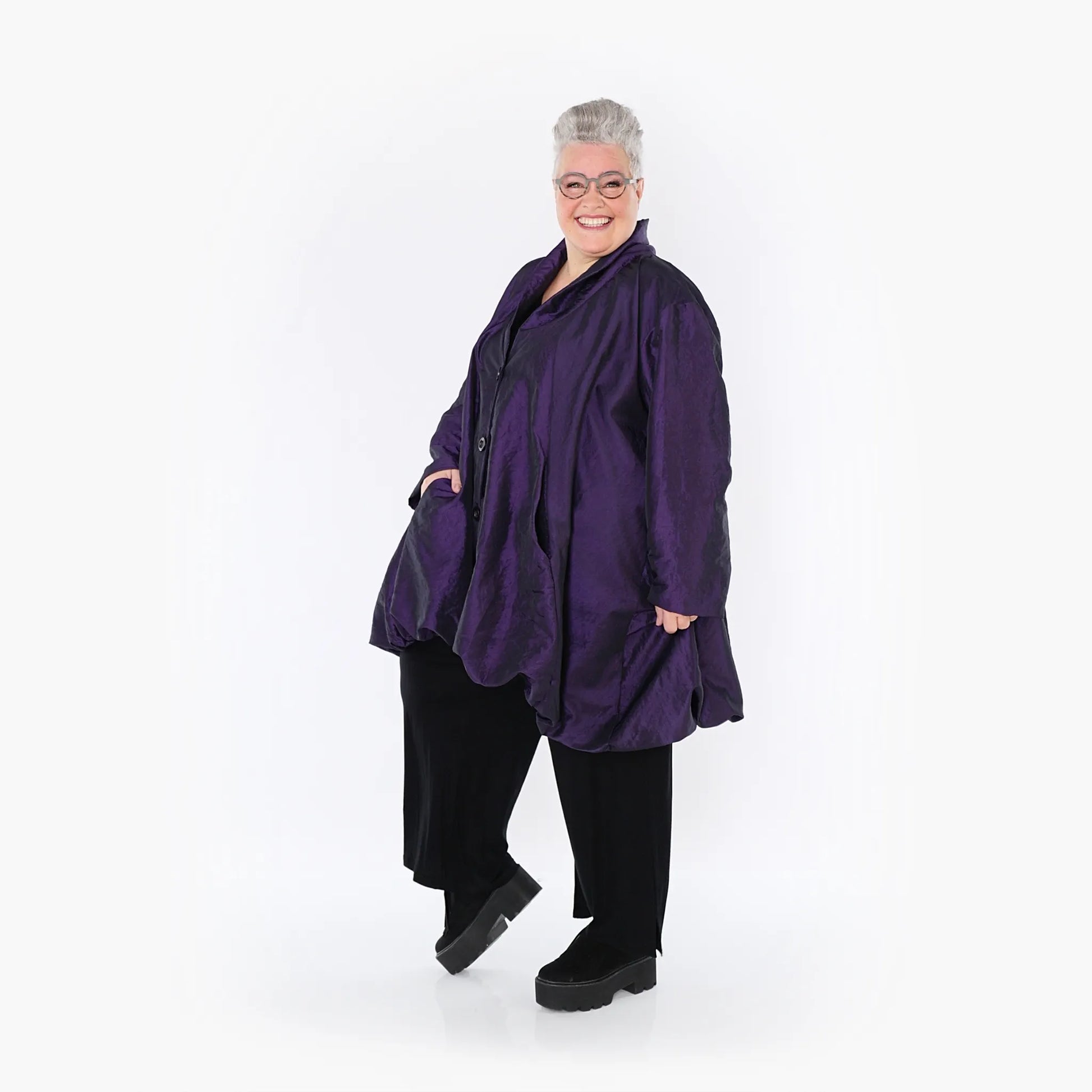 A-Form Jacke von AKH Fashion aus Polyester, 1404.07015, Violett, Schick, Modern, Bequem
