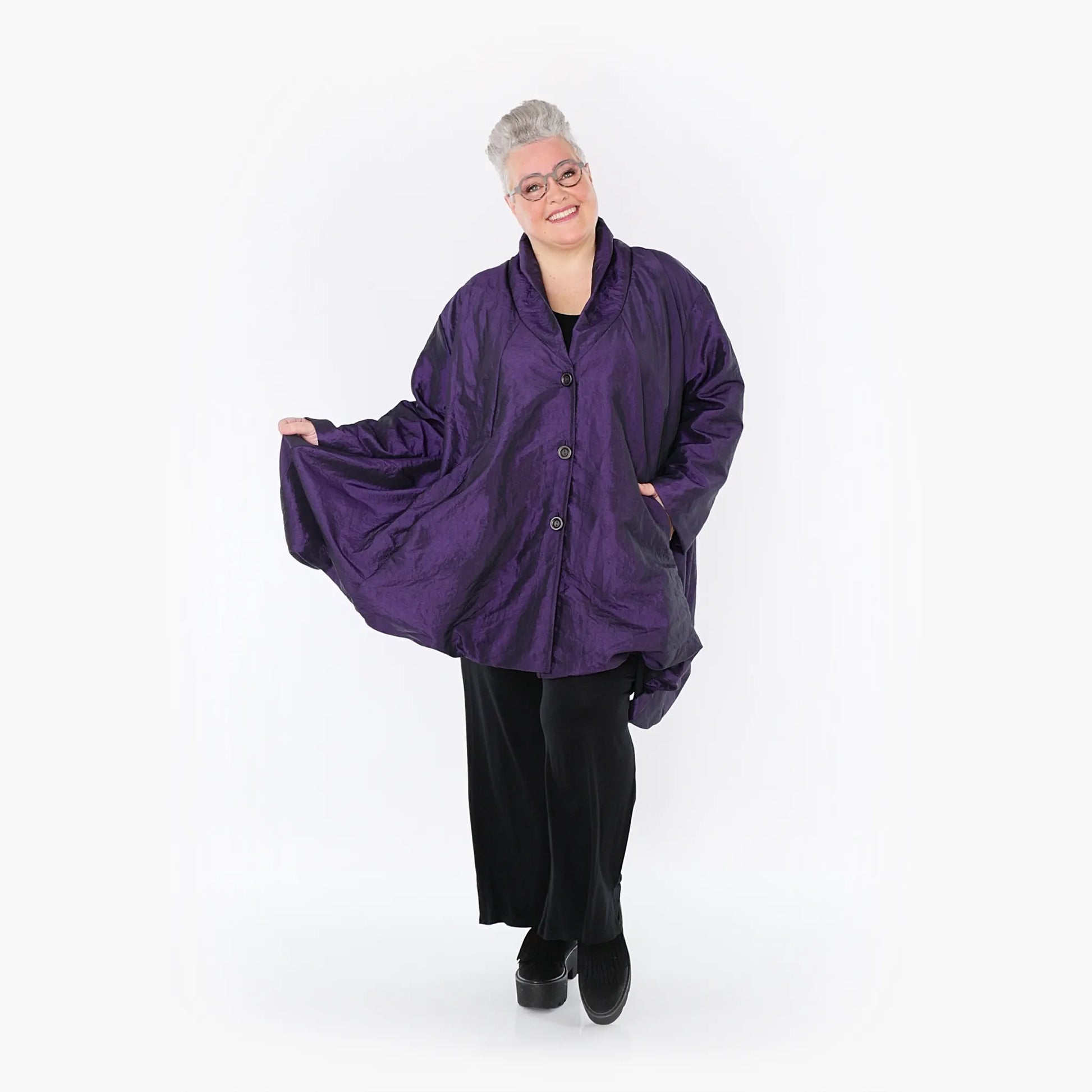 A-Form Jacke von AKH Fashion aus Polyester, 1404.07015, Violett, Schick, Modern, Bequem
