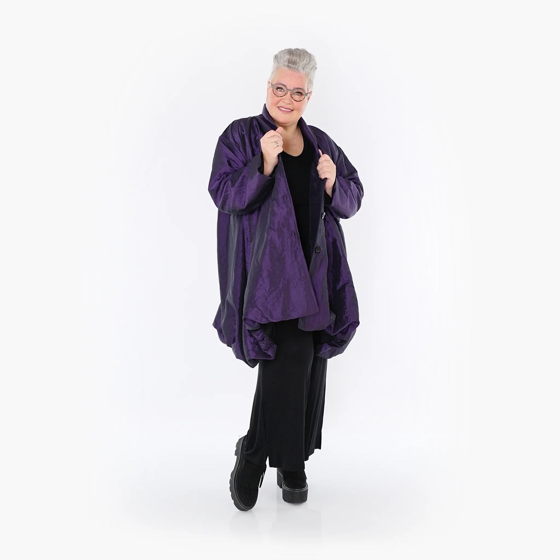 A-Form Jacke von AKH Fashion aus Polyester, 1404.07015, Violett, Schick, Modern, Bequem