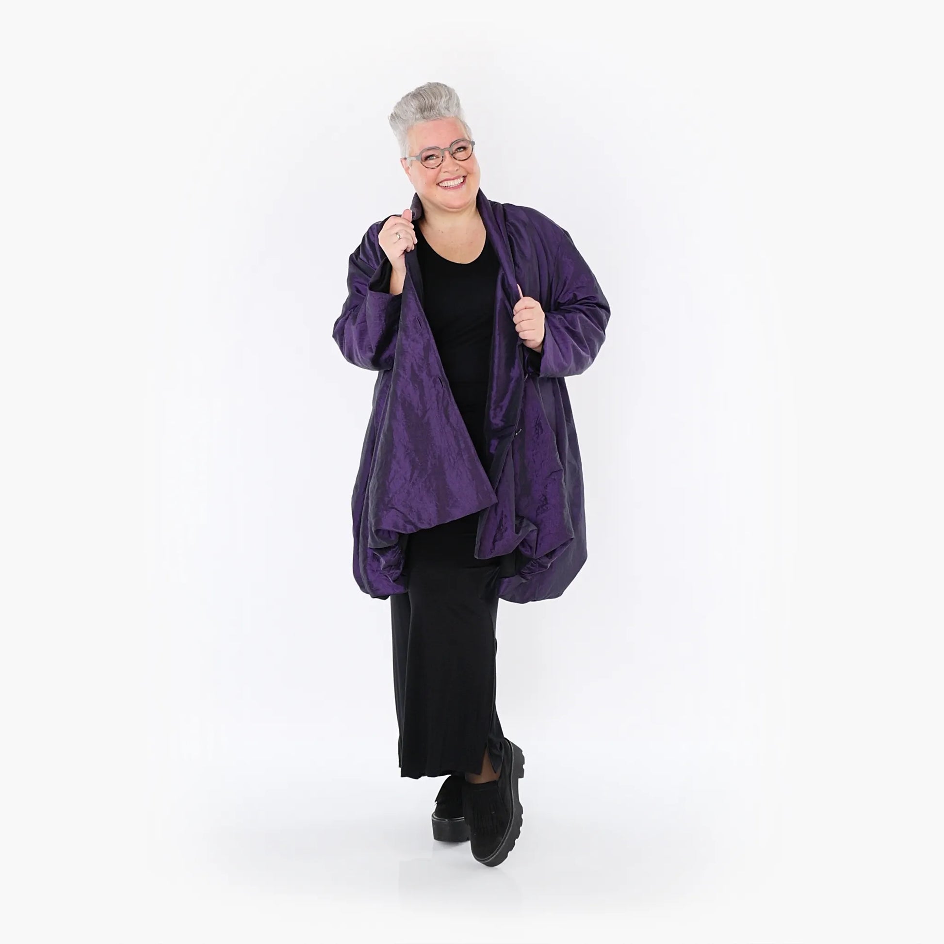 A-Form Jacke von AKH Fashion aus Polyester, 1404.07015, Violett, Schick, Modern, Bequem