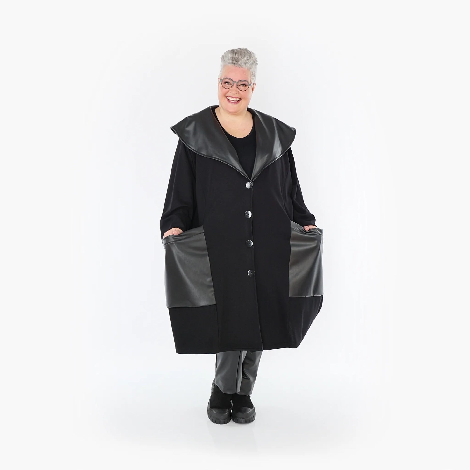 Ballonmantel von AKH Fashion aus Polyester, 1414.07002, Schwarz, Schick, Modern, Bequem