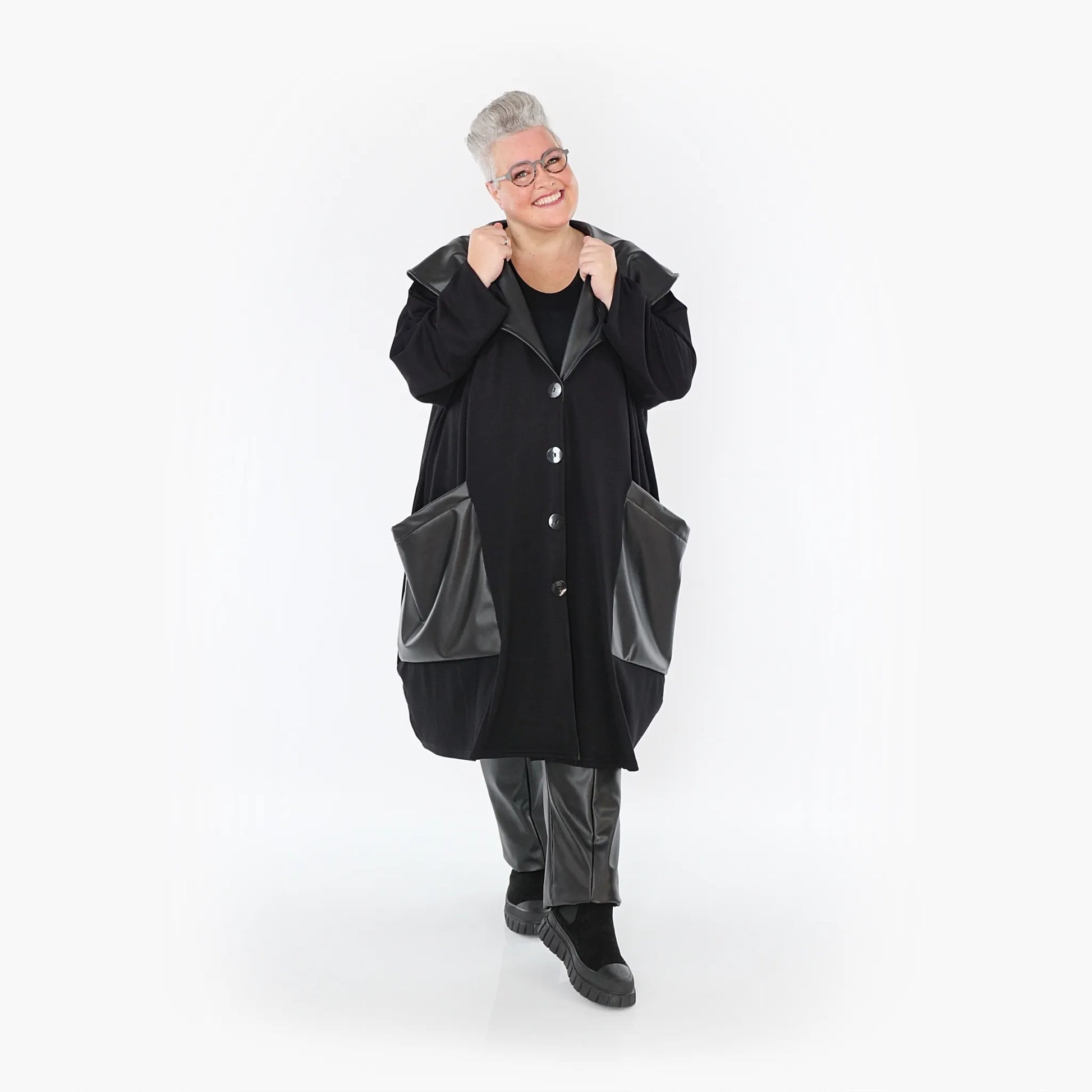 Ballonmantel von AKH Fashion aus Polyester, 1414.07002, Schwarz, Schick, Modern, Bequem