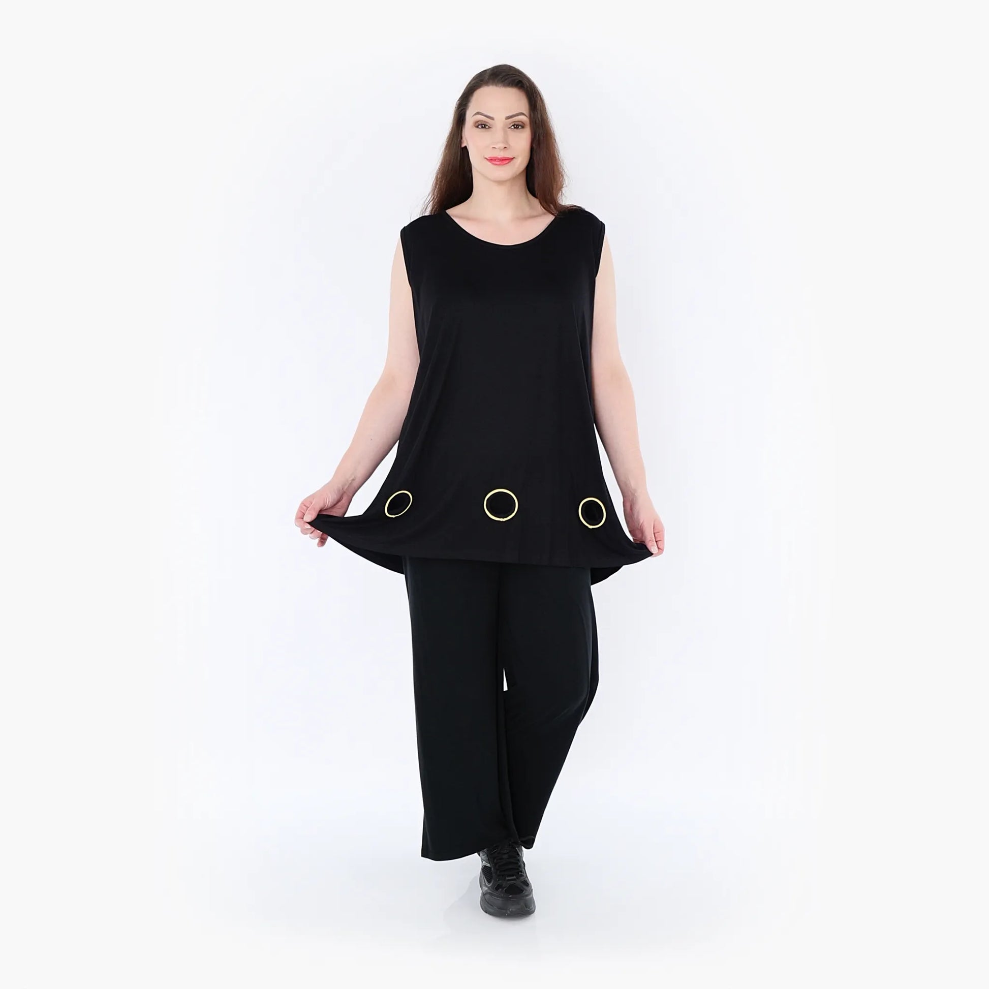AKH Fashion Top in gerader Form, aus Viskose, 1416.06675, Schwarz/Gelb, Schick, Modern