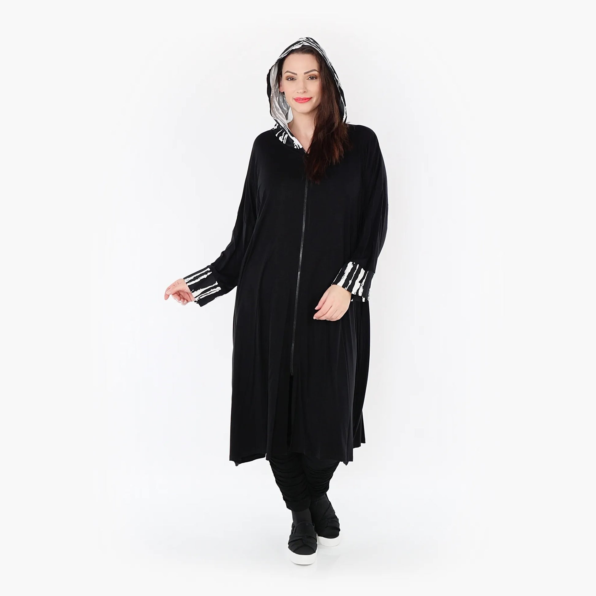 A-Form Mantel von AKH Fashion aus Viskose, 1418.06891, Schwarz/Weiß, Schick, Modern