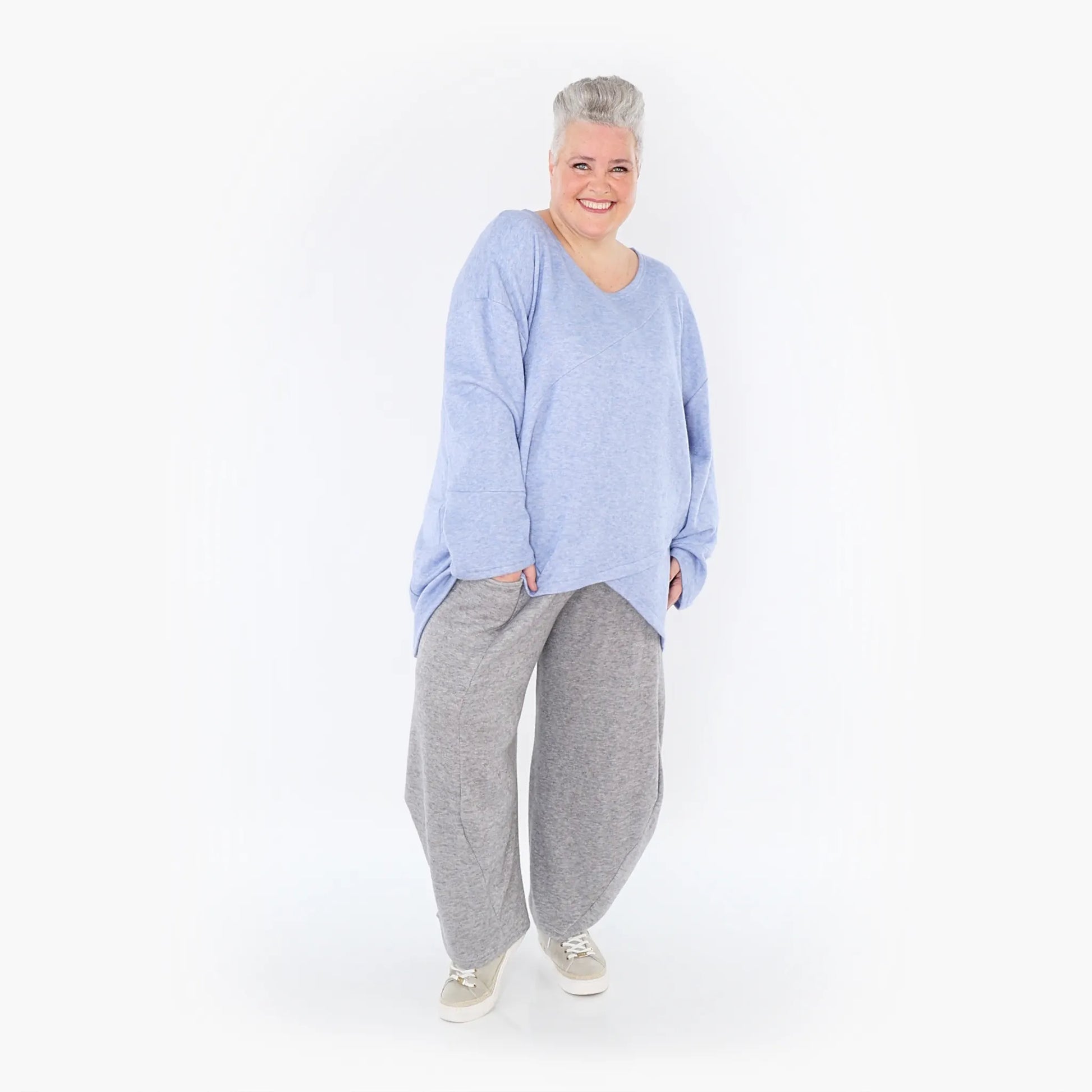 A-Form Bigshirt von AKH Fashion aus Viskose, 1429.07013, Hellblau, Schick, Modern, Bequem