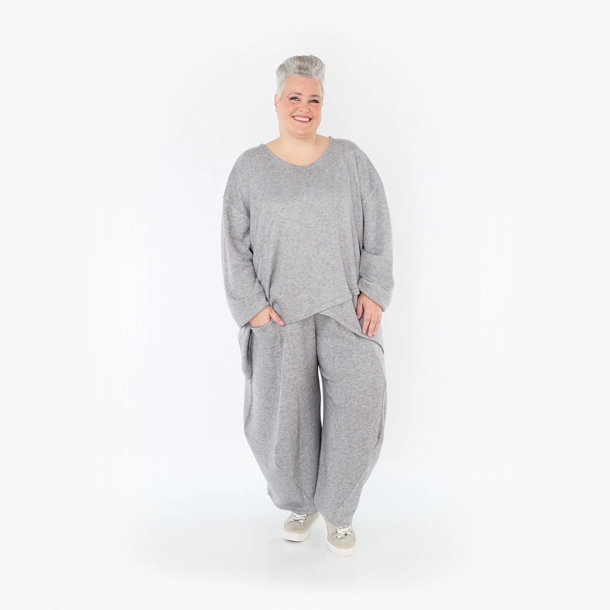 A-Form Bigshirt von AKH Fashion aus Viskose, 1429.07013, Hellgrau, Schick, Modern, Bequem