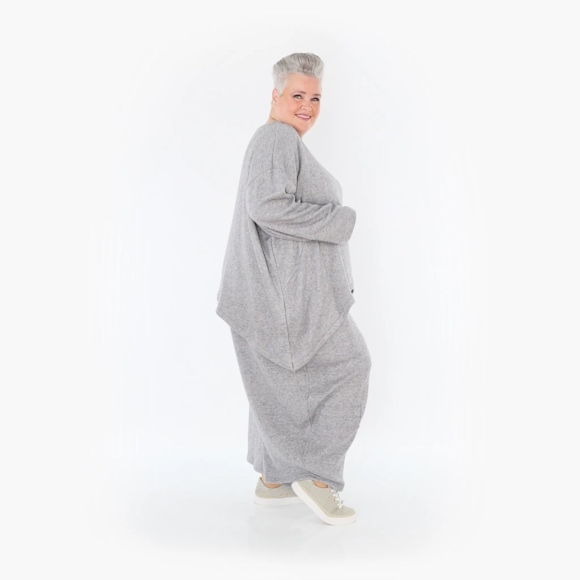 A-Form Bigshirt von AKH Fashion aus Viskose, 1429.07013, Hellgrau, Schick, Modern, Bequem