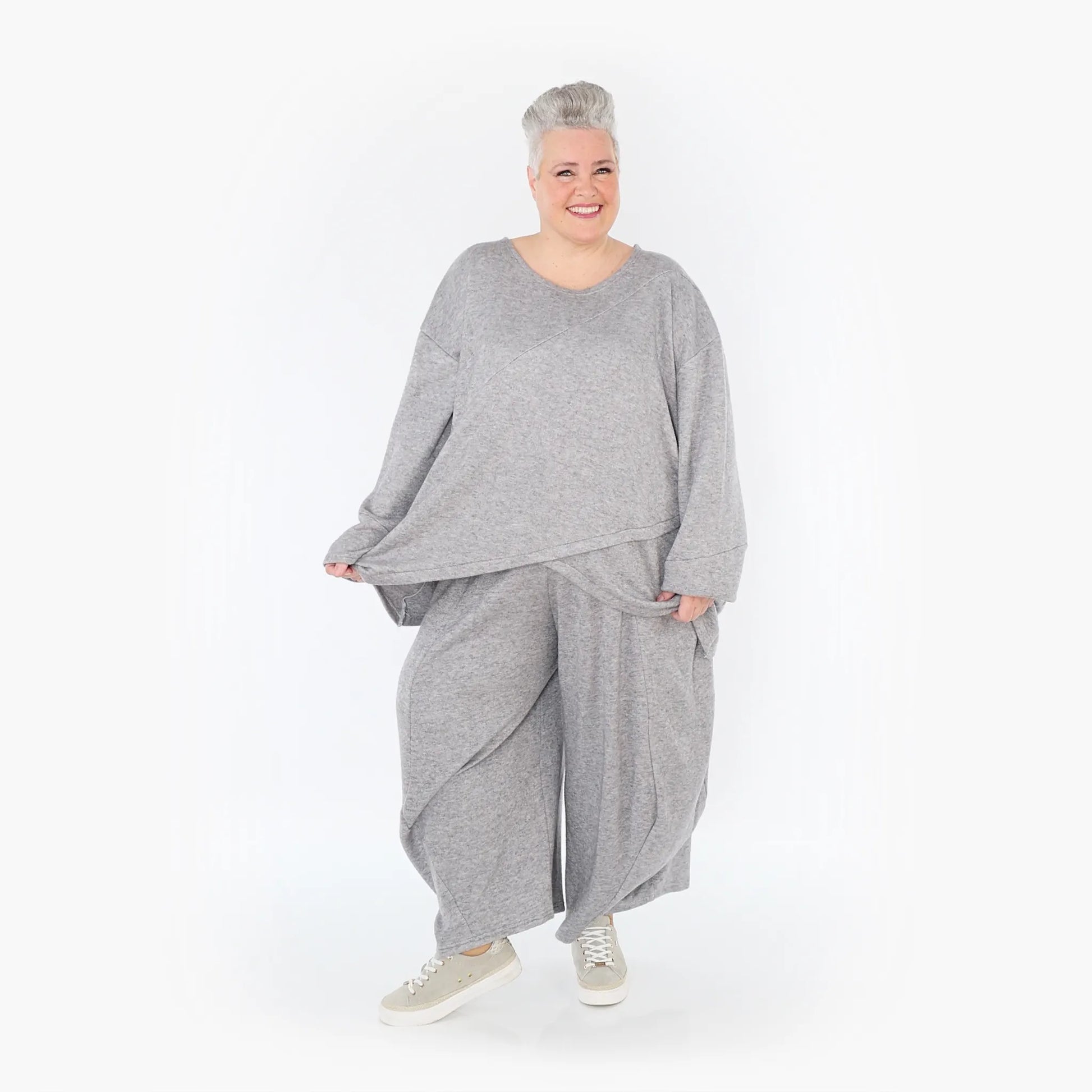 A-Form Bigshirt von AKH Fashion aus Viskose, 1429.07013, Hellgrau, Schick, Modern, Bequem