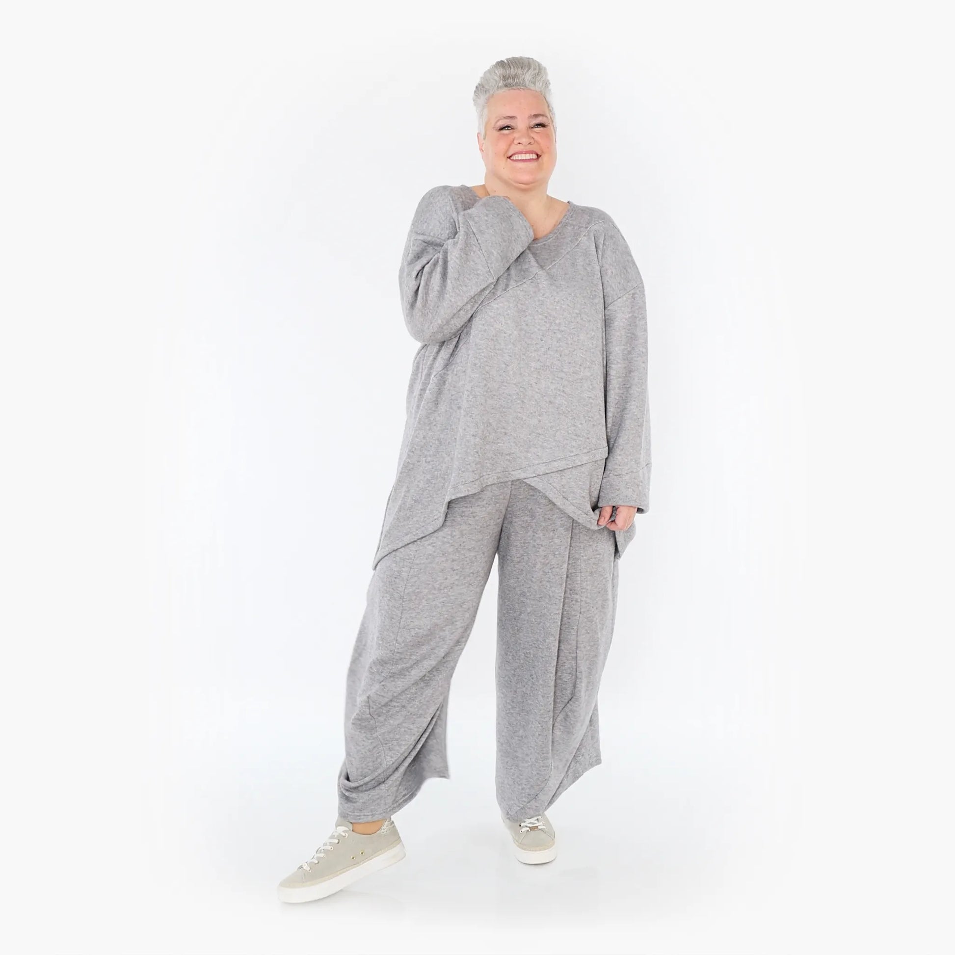 A-Form Bigshirt von AKH Fashion aus Viskose, 1429.07013, Hellgrau, Schick, Modern, Bequem