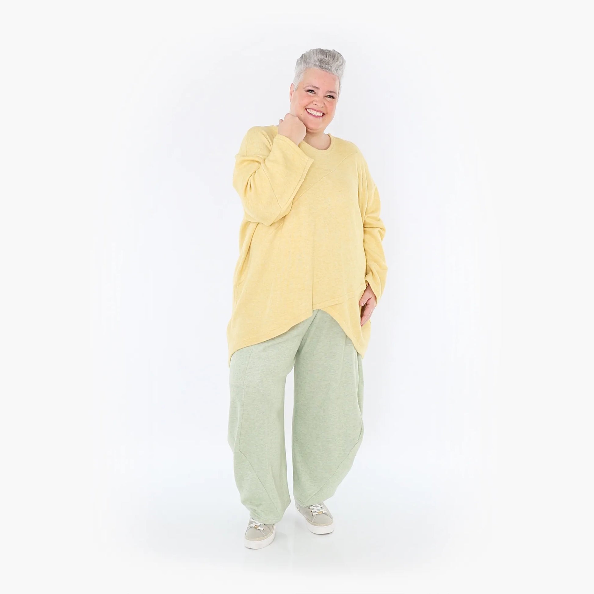 A-Form Bigshirt von AKH Fashion aus Viskose, 1429.07013, LimeGelb, Schick, Modern, Bequem