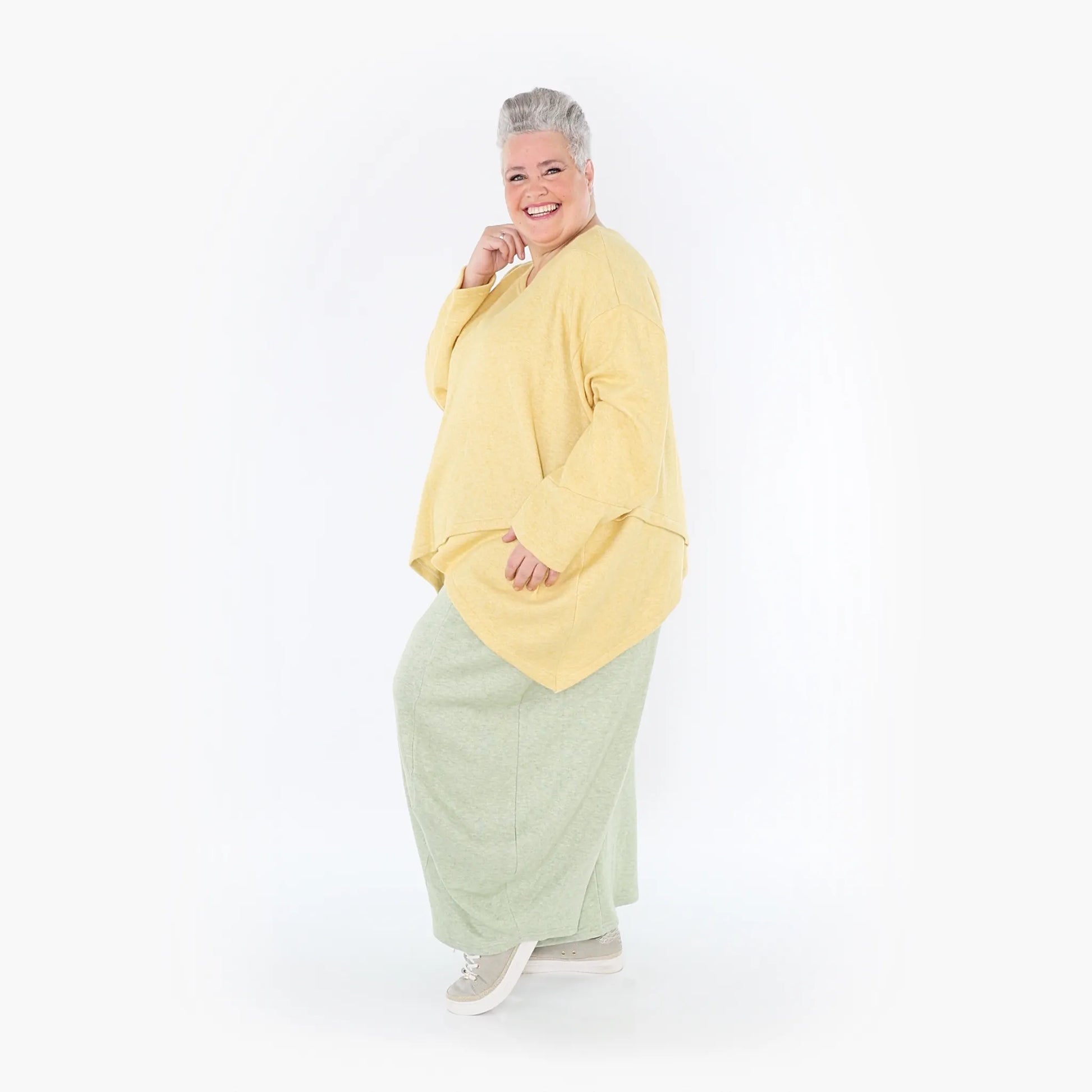 A-Form Bigshirt von AKH Fashion aus Viskose, 1429.07013, LimeGelb, Schick, Modern, Bequem