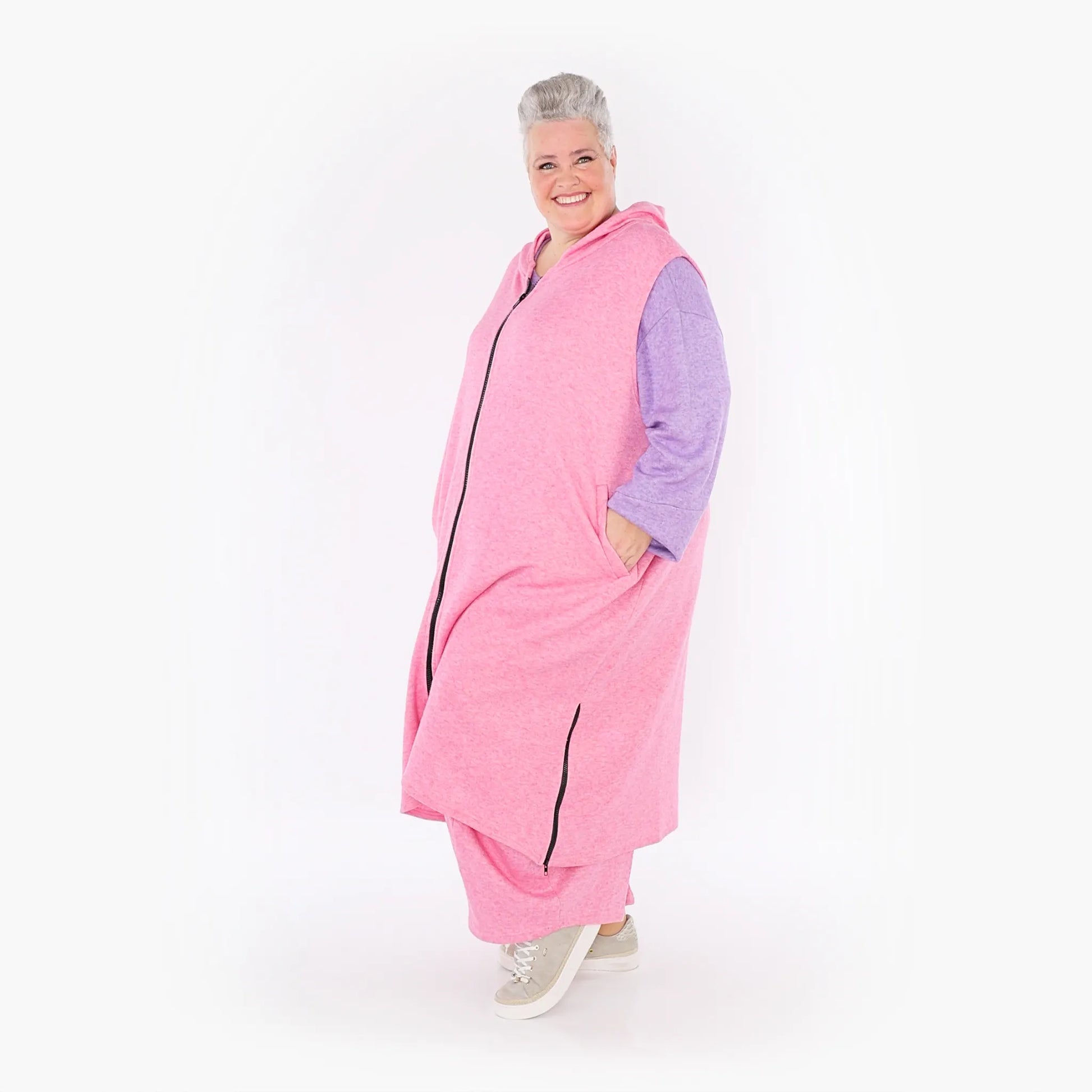 AKH Fashion Weste in gerader Form, aus Viskose, 1429.06879, Pink, Schick, Modern, Bequem