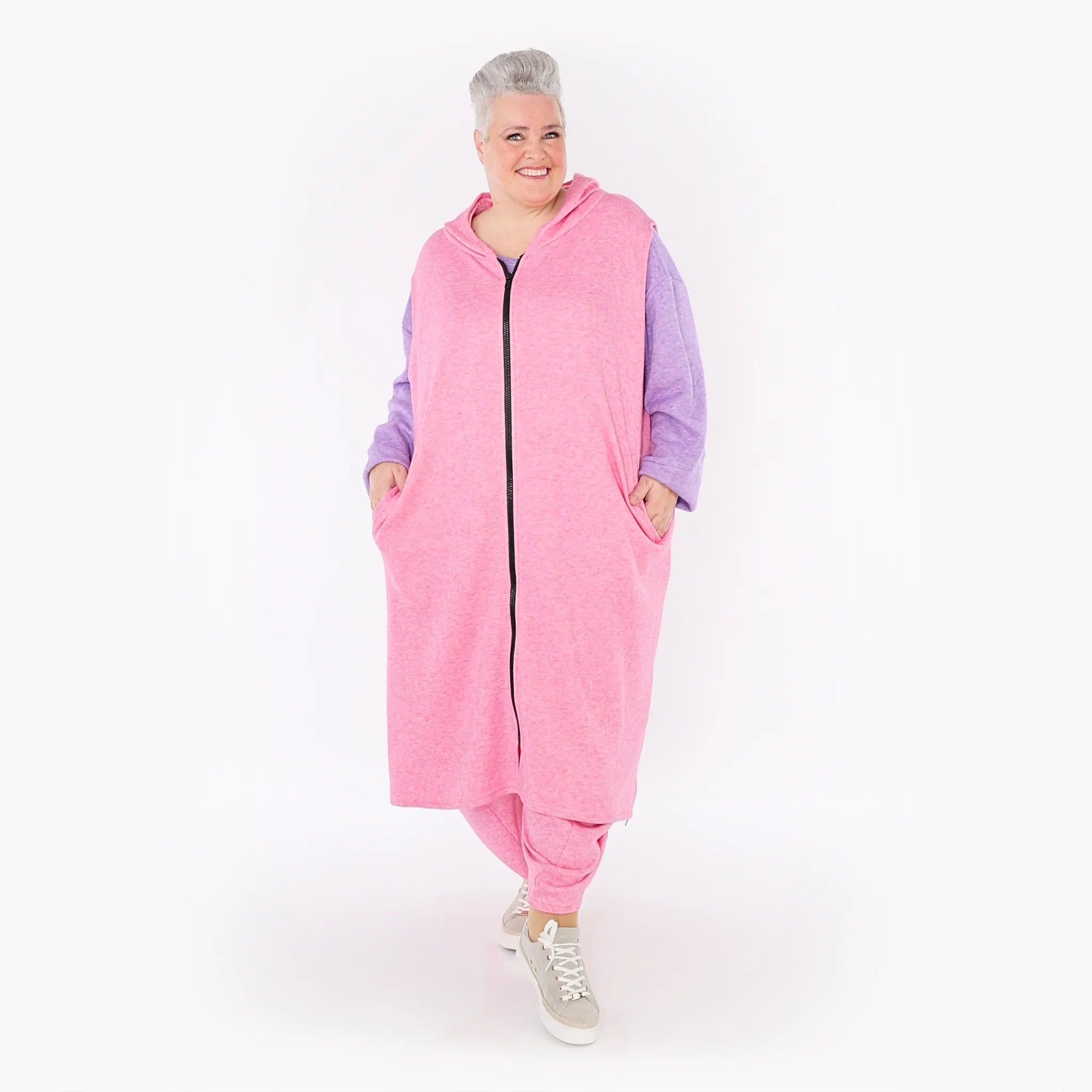 AKH Fashion Weste in gerader Form, aus Viskose, 1429.06879, Pink, Schick, Modern, Bequem