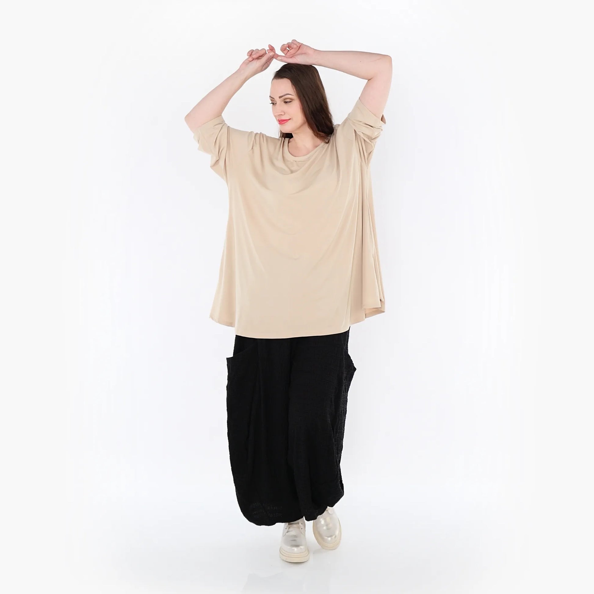 Ballonhose von AKH Fashion aus Baumwolle, 1447.08069, Schwarz, Streifen, Schick, Modern