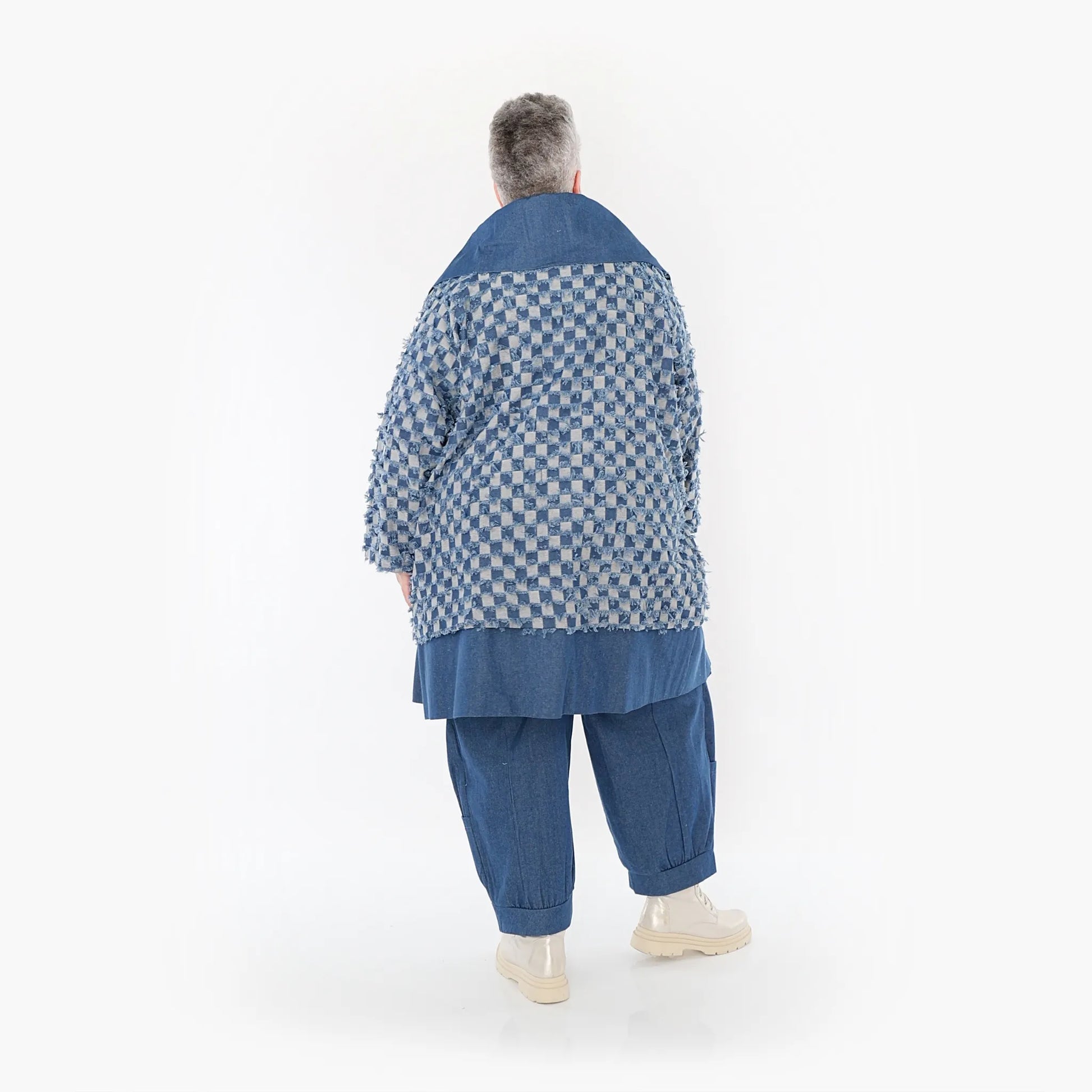 AKH Fashion Jacke in gerader Form, aus Baumwolle, 1463.07053, Jeansblau/Grau, Kariert