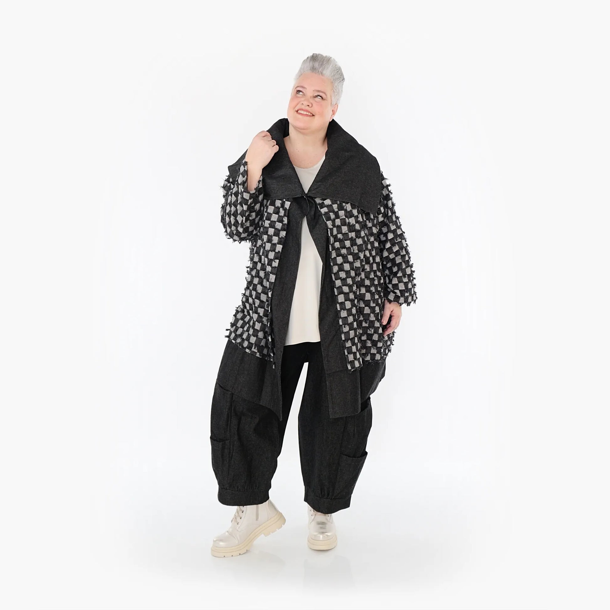 AKH Fashion Jacke in gerader Form, aus Baumwolle, 1463.07053, Schwarz/Grau, Kariert