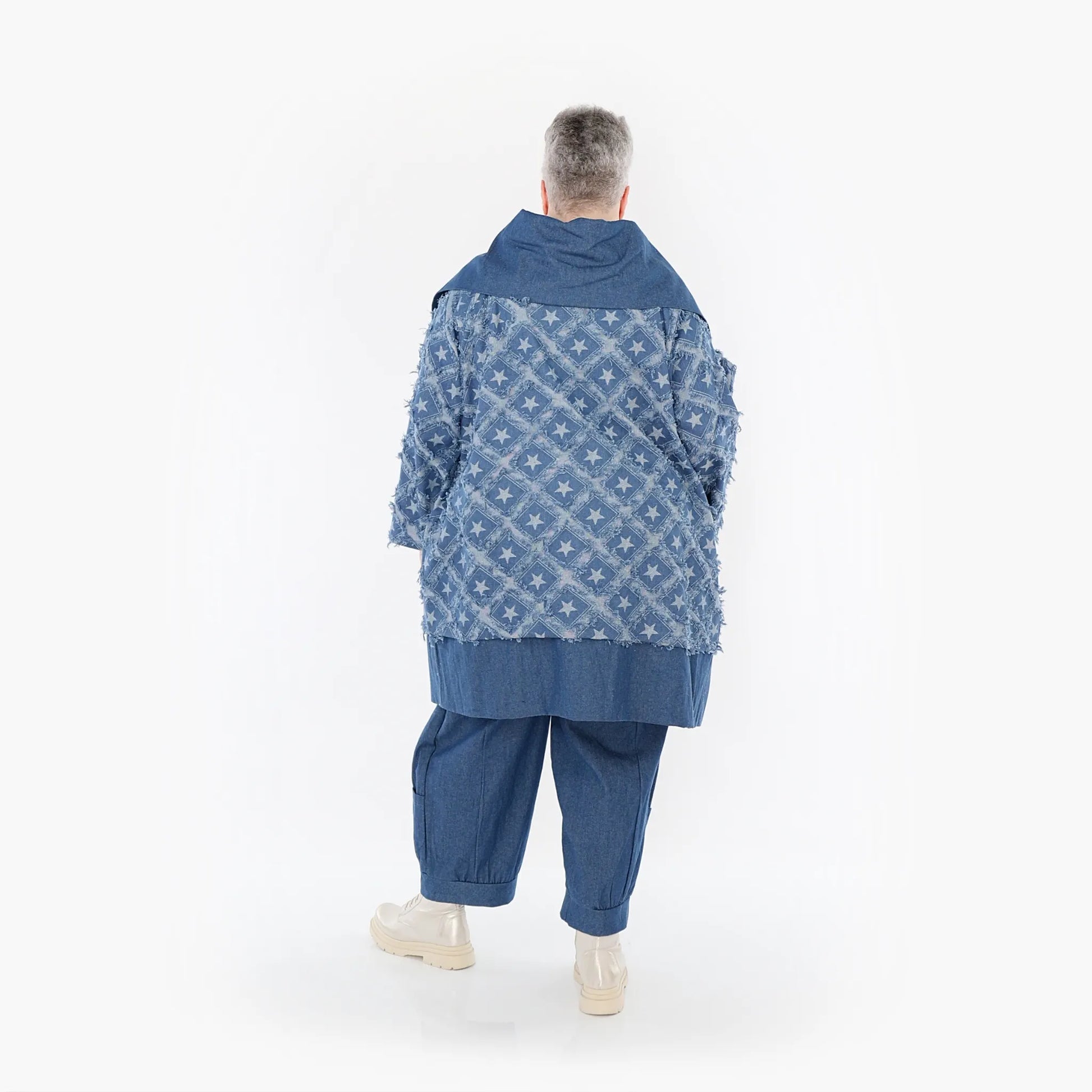 AKH Fashion Jacke in gerader Form, aus Baumwolle, 1464.07053, Jeansblau/Grau, Raute