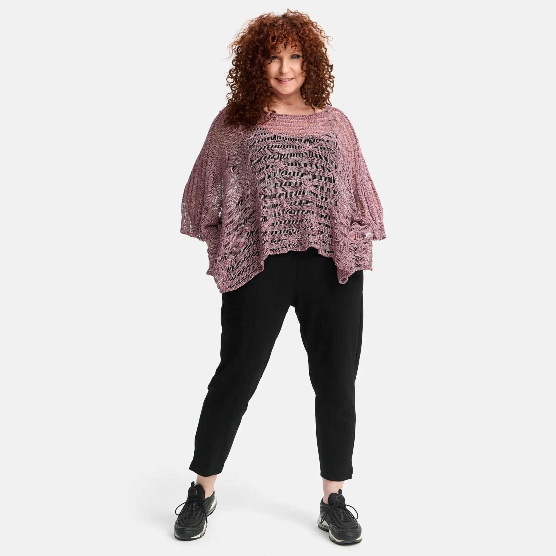 Amandine Pullover in kastiger Form, aus Baumwolle, A2805, Mauve, Schick, Modern, Bequem