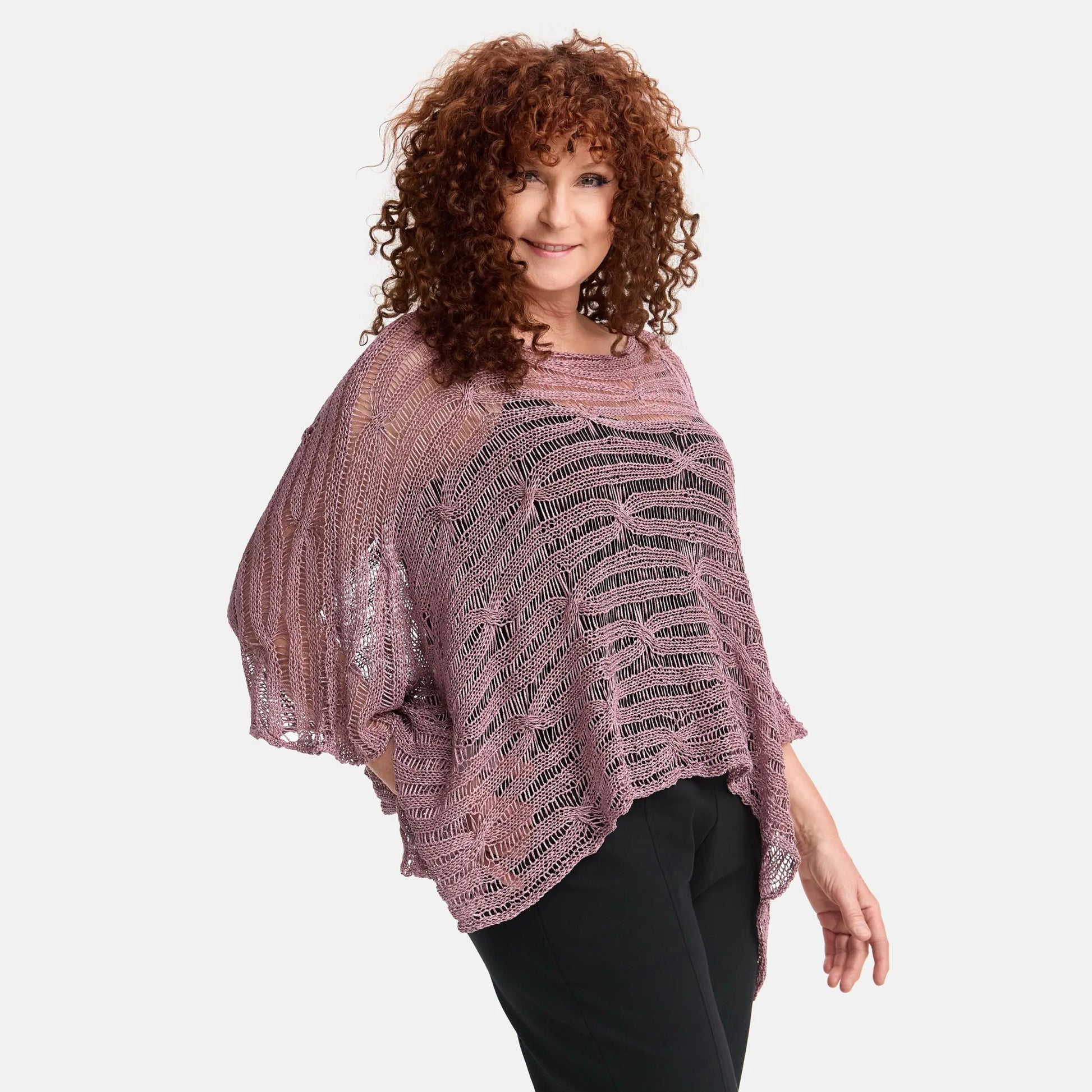 Amandine Pullover in kastiger Form, aus Baumwolle, A2805, Mauve, Schick, Modern, Bequem
