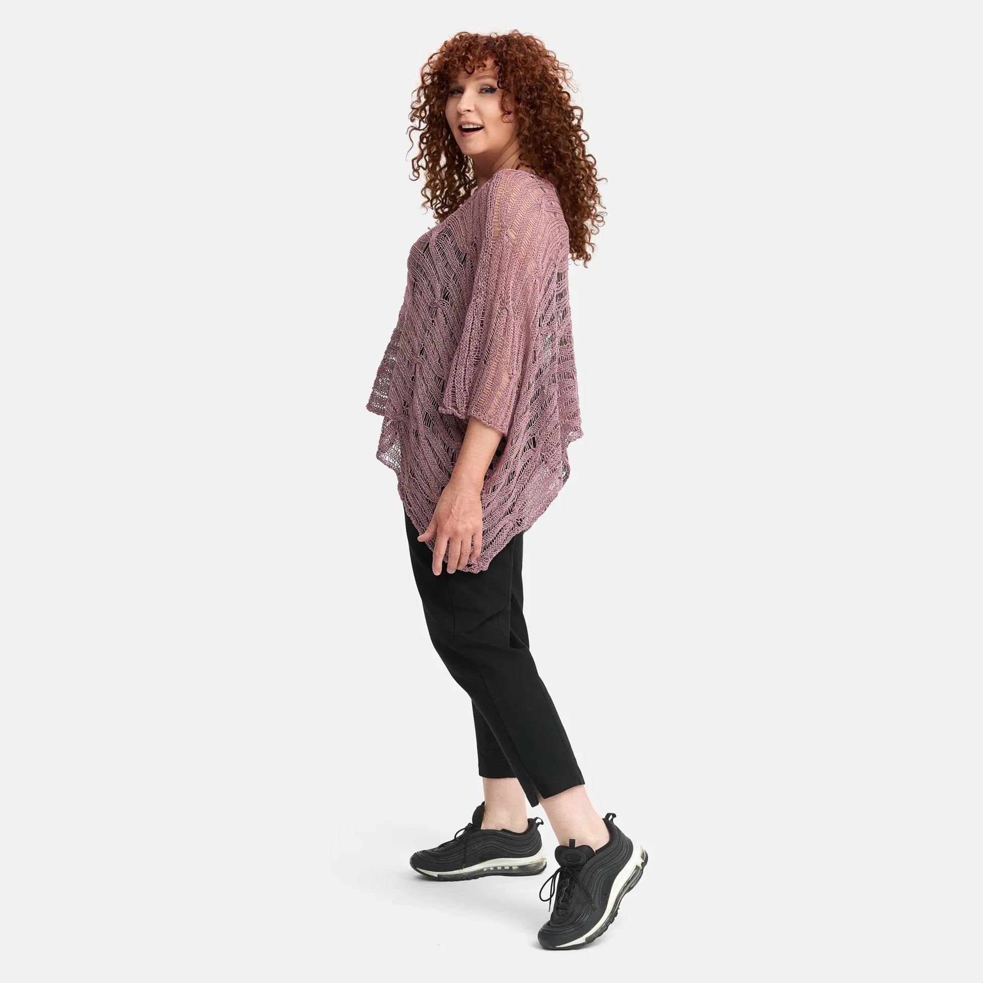 Amandine Pullover in kastiger Form, aus Baumwolle, A2805, Mauve, Schick, Modern, Bequem