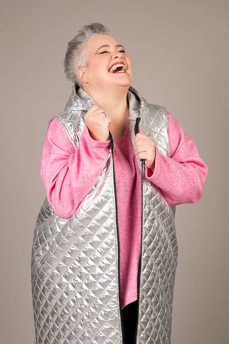 AKH Fashion Weste in gerader Form, aus Polyester, 1437.06879, Silber, Schick, Modern