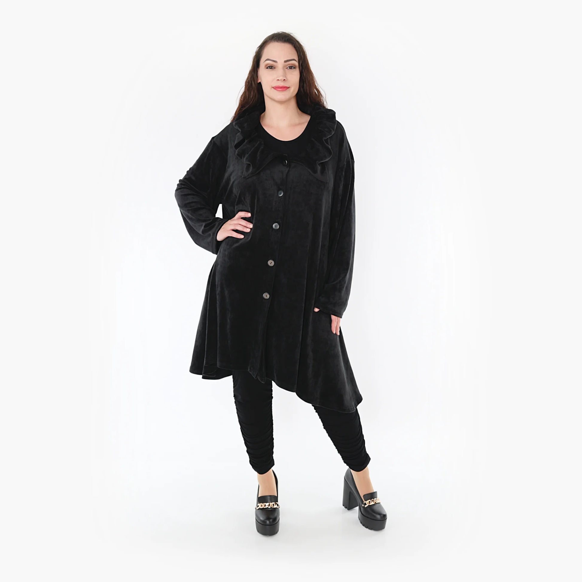 AKH Fashion Jacke in gerundeter Form, aus Polyester, 1368.05459, Schwarz, Schick, Modern