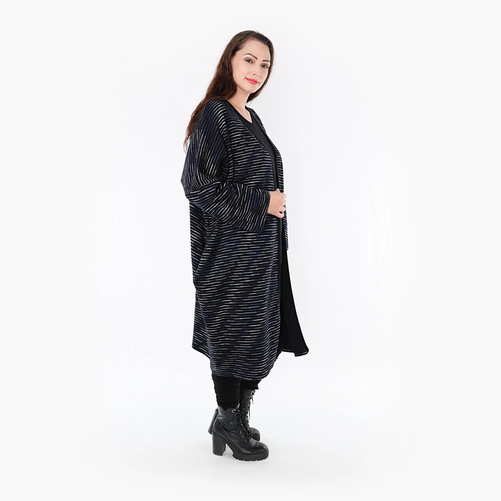 AKH Fashion Jacke in gerader Form, aus Baumwolle, 1367.06828, Schwarz-Blau-Weiß, Schick