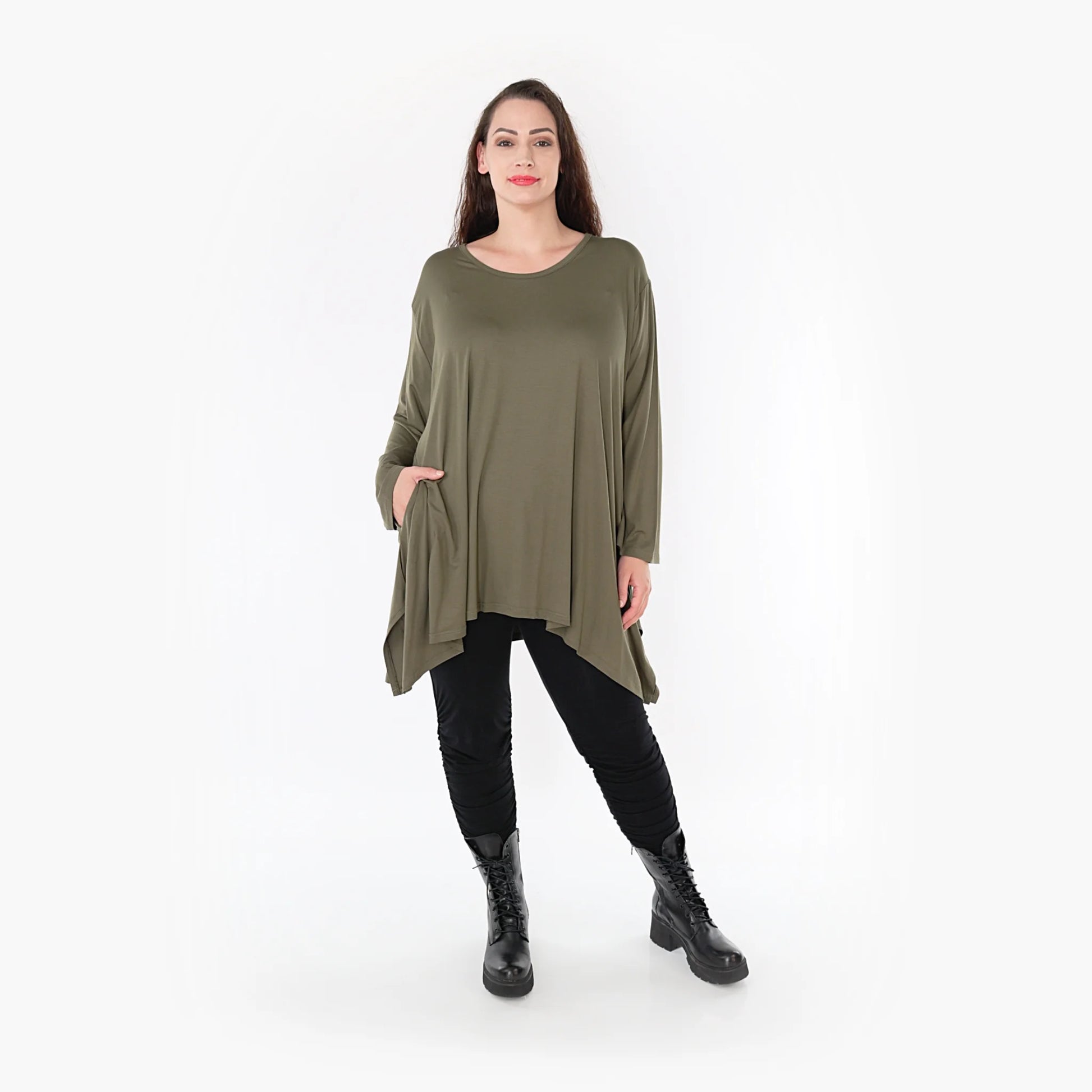 A-Form Shirt von AKH Fashion aus Viskose, 1233.1019L, Olive, Schick, Modern, Bequem