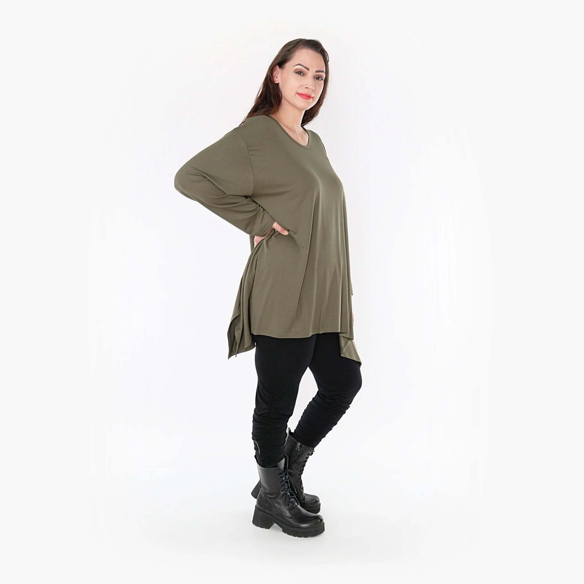 A-Form Shirt von AKH Fashion aus Viskose, 1233.1019L, Olive, Schick, Modern, Bequem