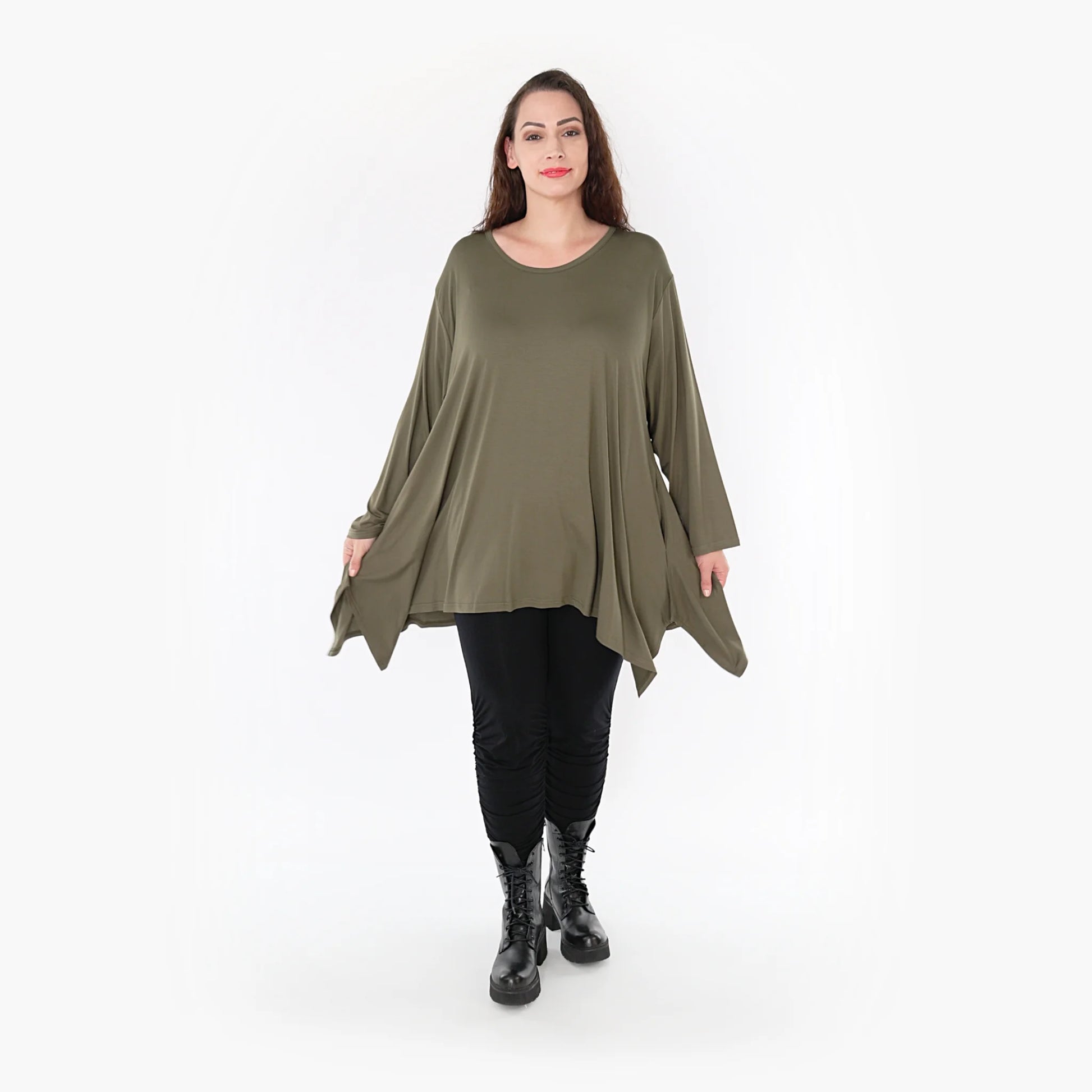 A-Form Shirt von AKH Fashion aus Viskose, 1233.1019L, Olive, Schick, Modern, Bequem