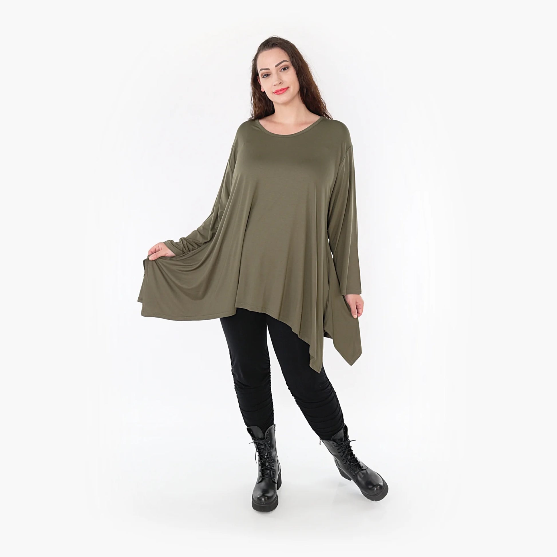A-Form Shirt von AKH Fashion aus Viskose, 1233.1019L, Olive, Schick, Modern, Bequem
