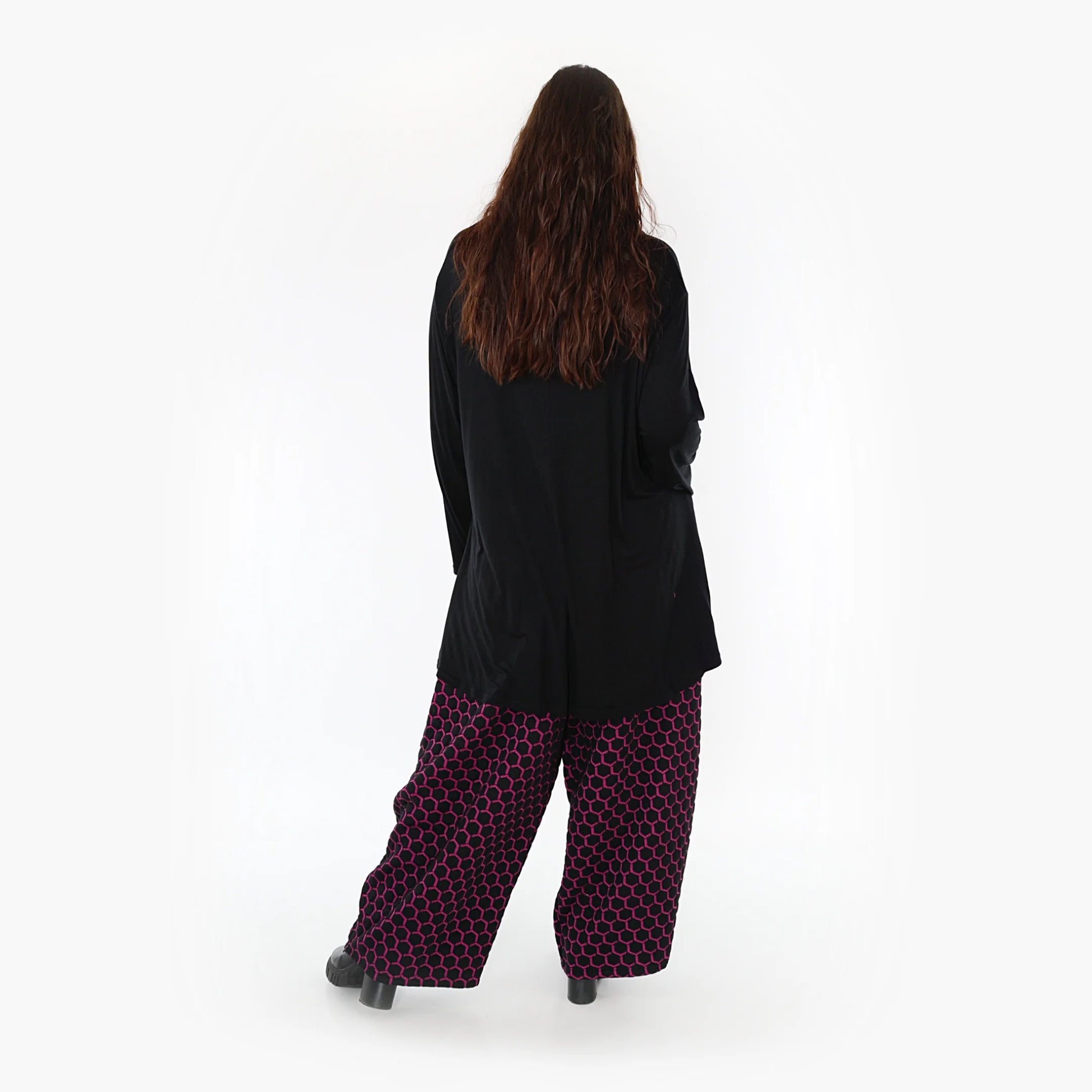 Ballonhose von AKH Fashion aus Materialmix, 1365.08069, Schwarz-Fuchsia, Raute, Schick