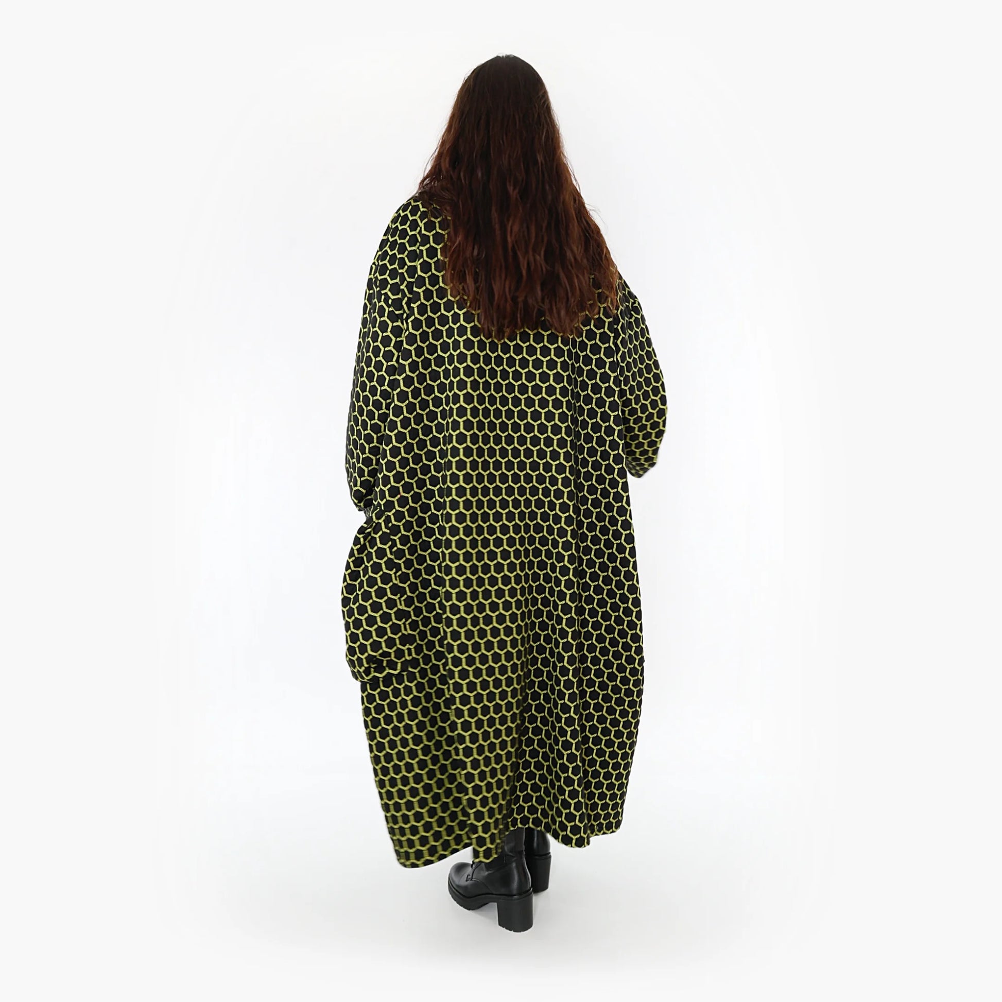 Ballonmantel von AKH Fashion aus Materialmix, 1365.06985, Schwarz-Lime, Raute, Schick