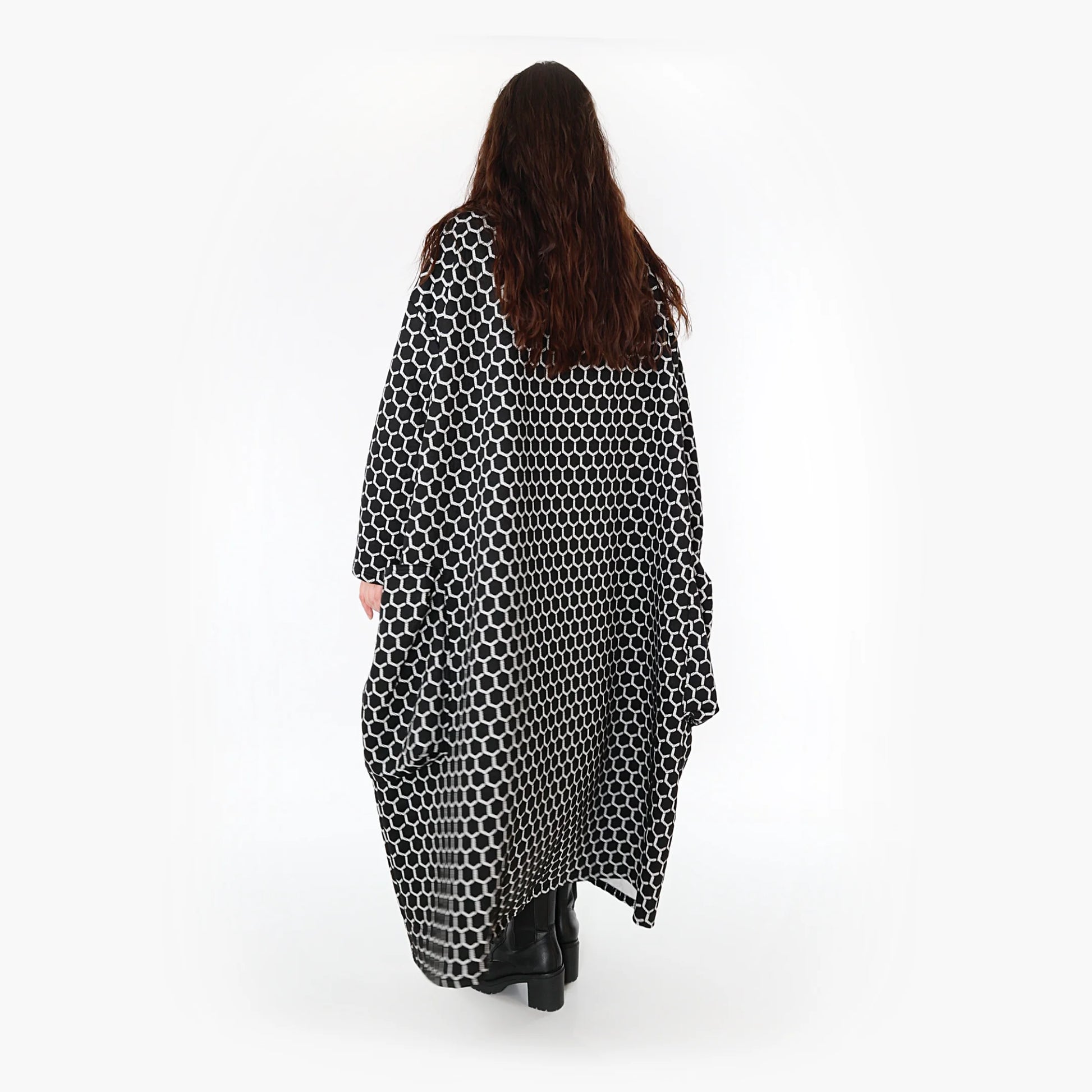 Ballonmantel von AKH Fashion aus Materialmix, 1365.06985, Schwarz-Weiß, Raute, Schick