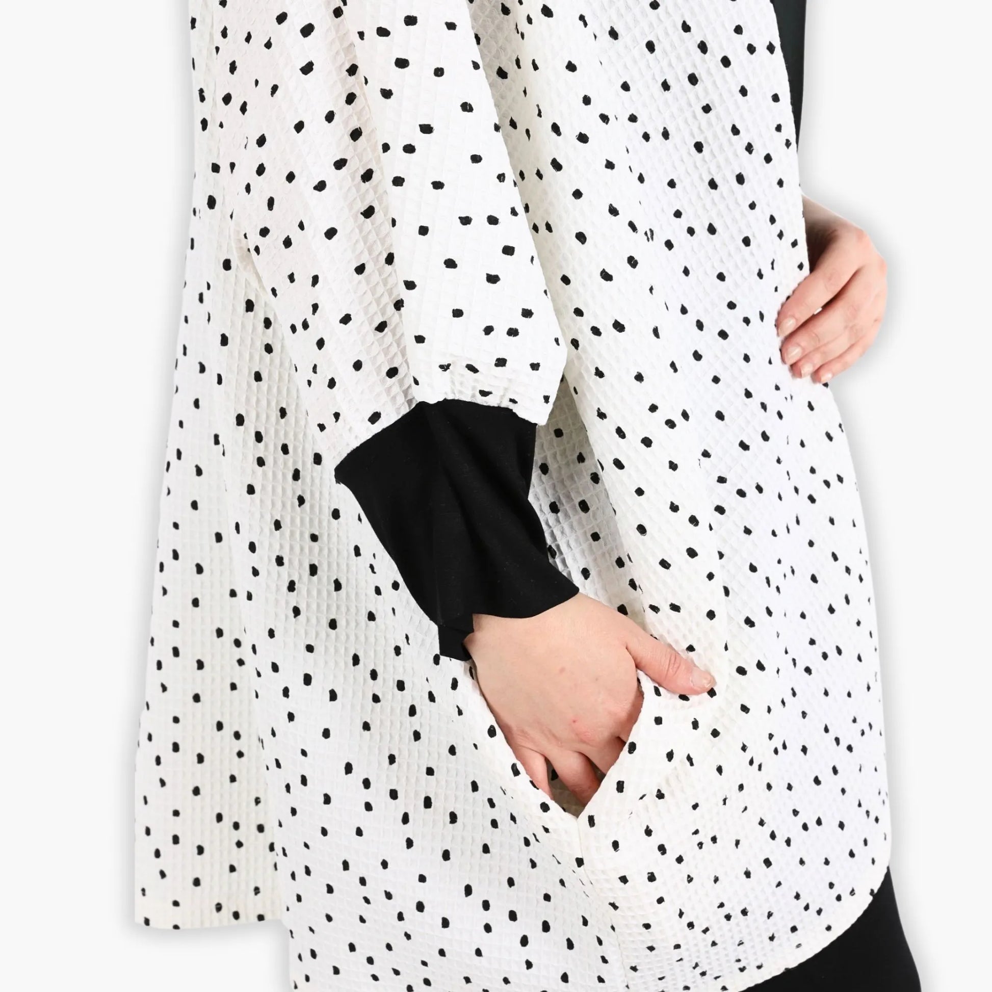 AKH Fashion Jacke in gerader Form, aus Baumwolle, 1283.06930, Weiß-Schwarz, Punkte