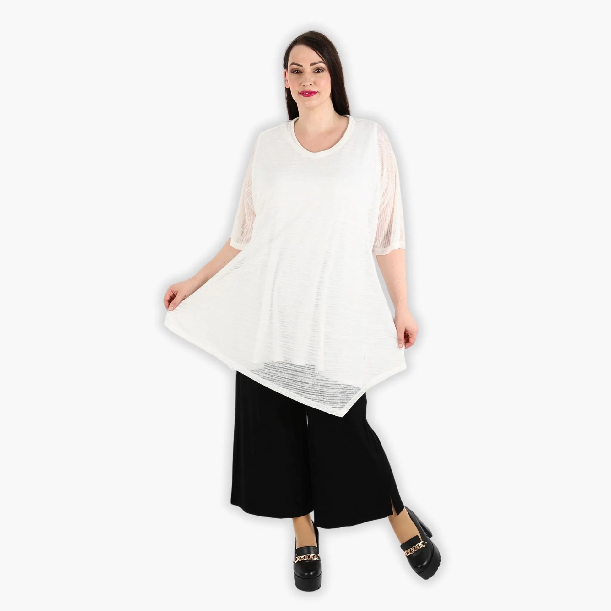 AKH Fashion Bigshirt in gerundeter Form, aus Viskose, 1302.02151, Creme, Schick, Modern