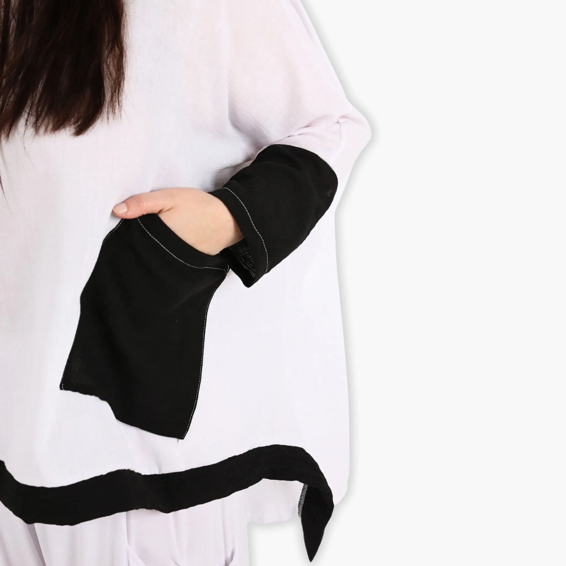 A-Form Bigshirt von AKH Fashion aus Viskose, 1305.02413, Weiß-Schwarz, Schick, Modern, Bequem
