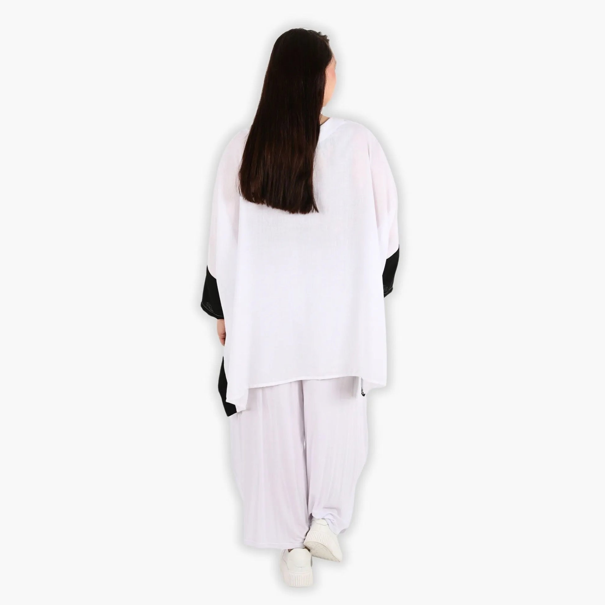 A-Form Bigshirt von AKH Fashion aus Viskose, 1305.02413, Weiß-Schwarz, Schick, Modern, Bequem