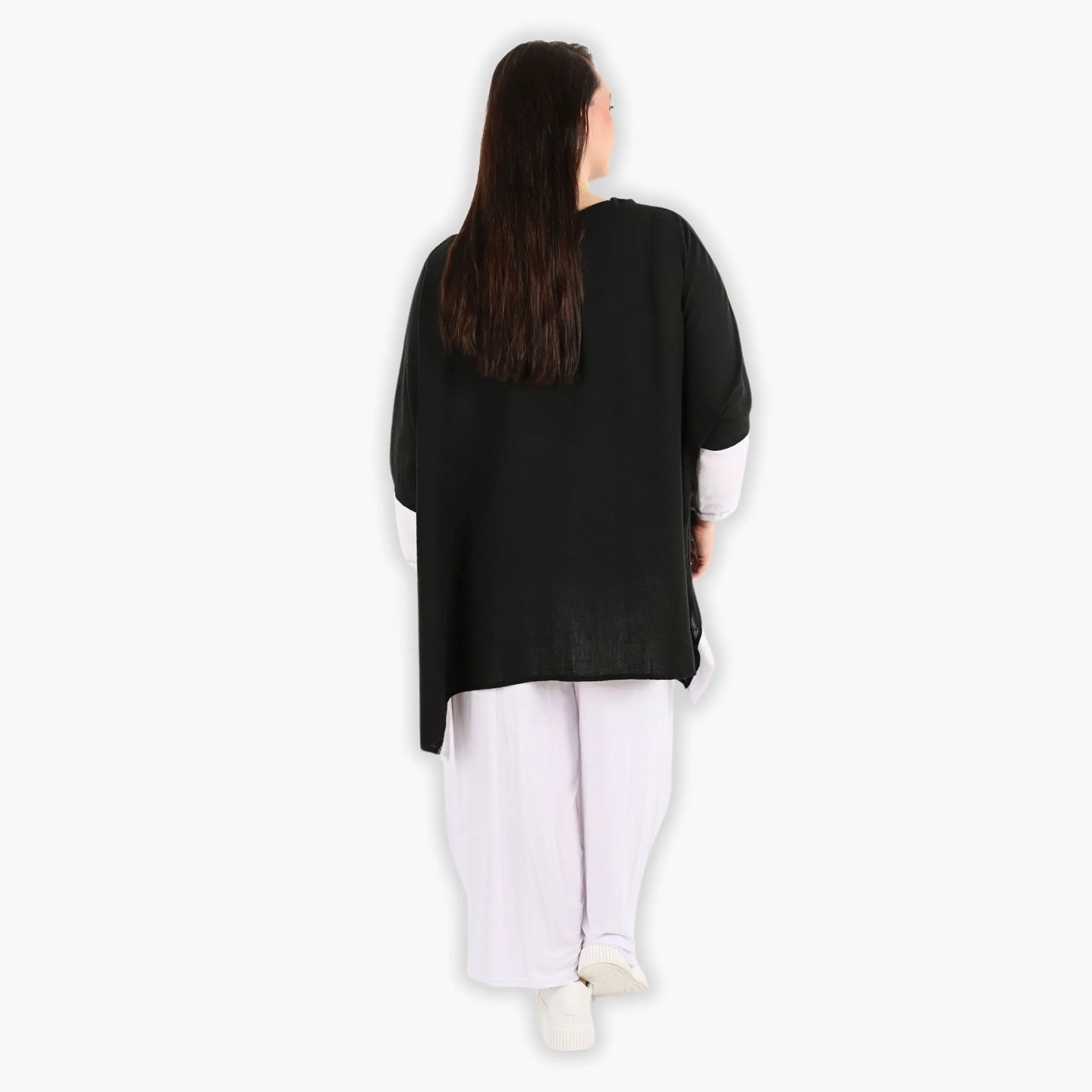 A-Form Bigshirt von AKH Fashion aus Viskose, 1305.02413, Schwarz-Weiß, Schick, Modern, Bequem