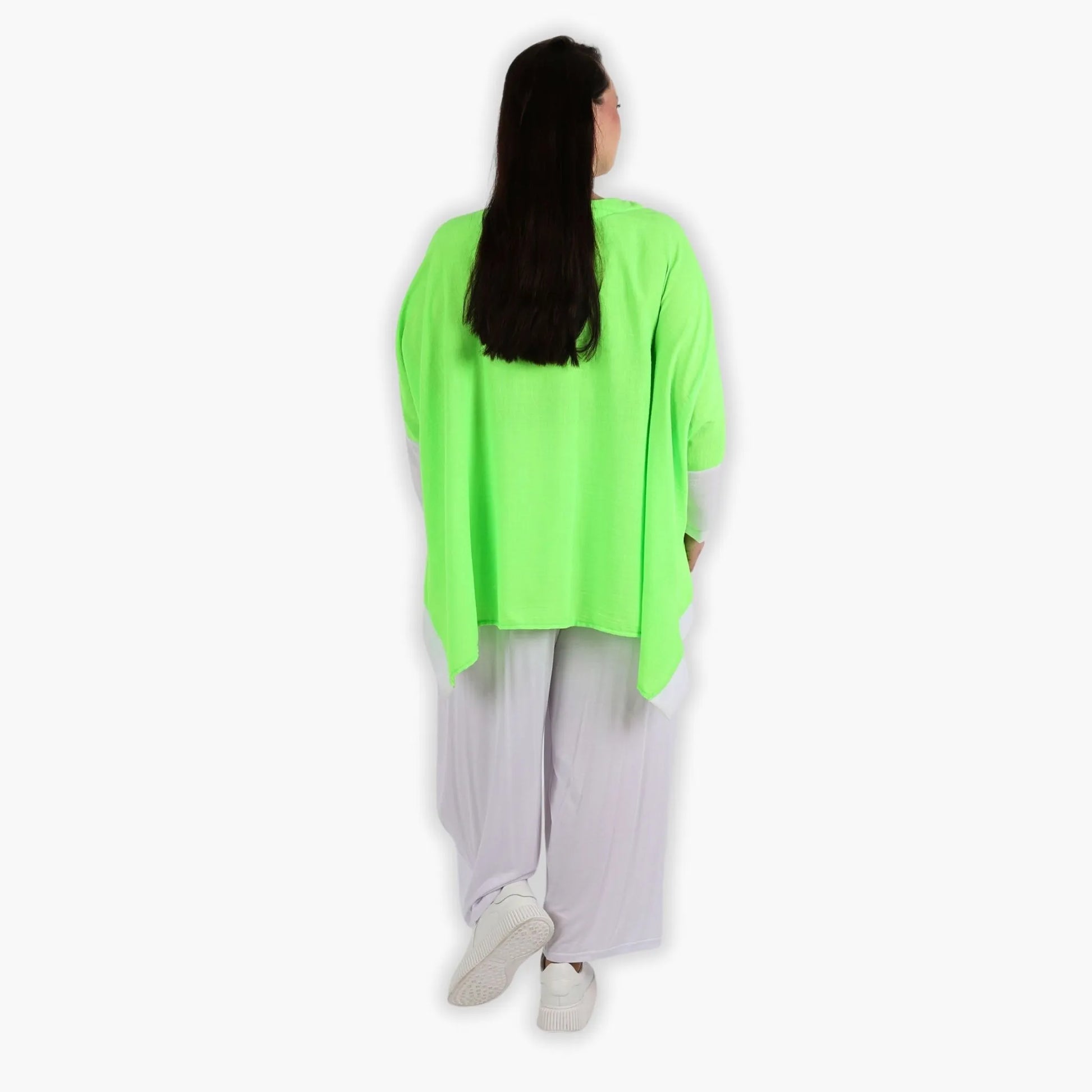 A-Form Bigshirt von AKH Fashion aus Viskose, 1305.02413, Neongrün-Weiß, Schick, Modern