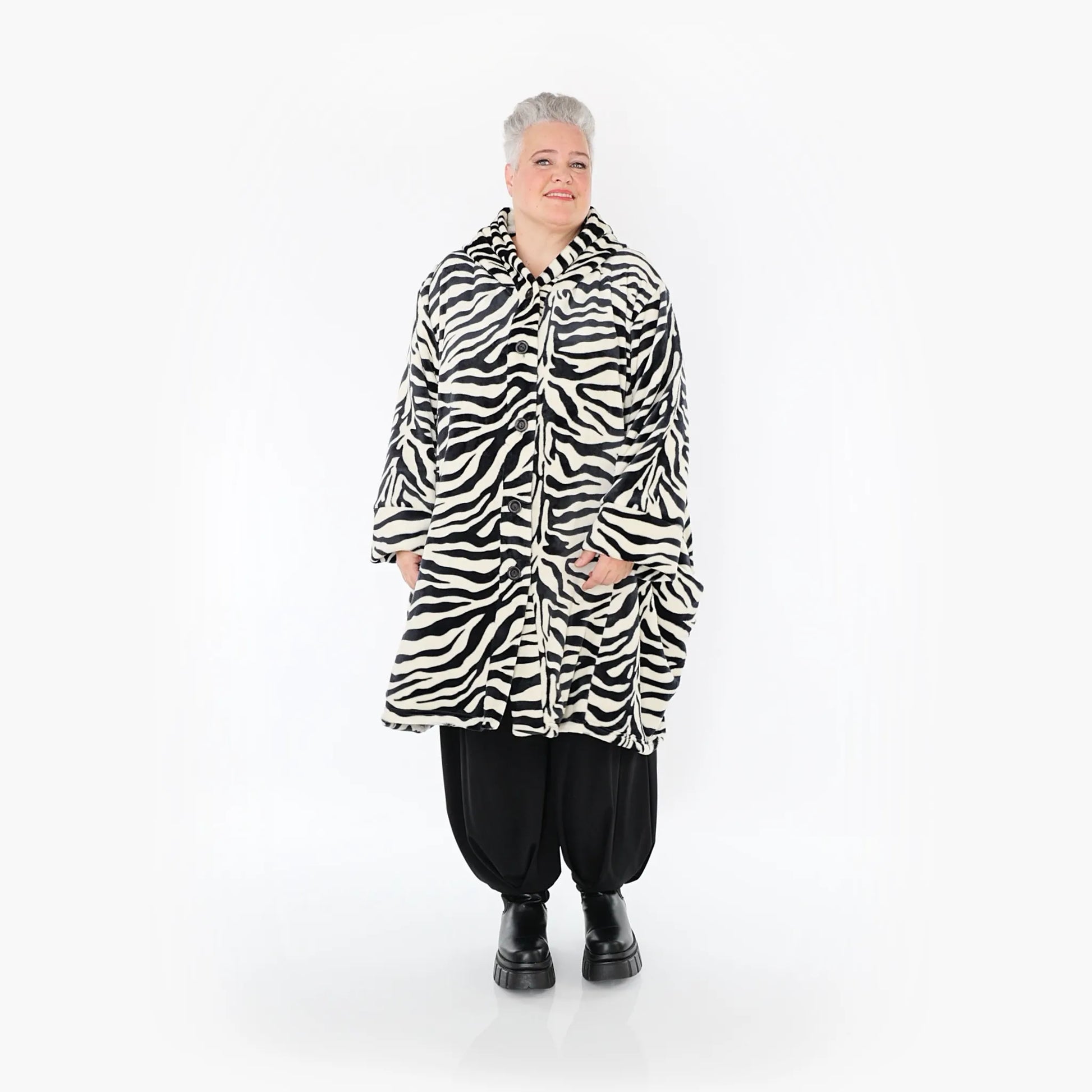 Ballonjacke von AKH Fashion aus Polyester, 1401.06660, Ecru-Schwarz, Zebra, Schick