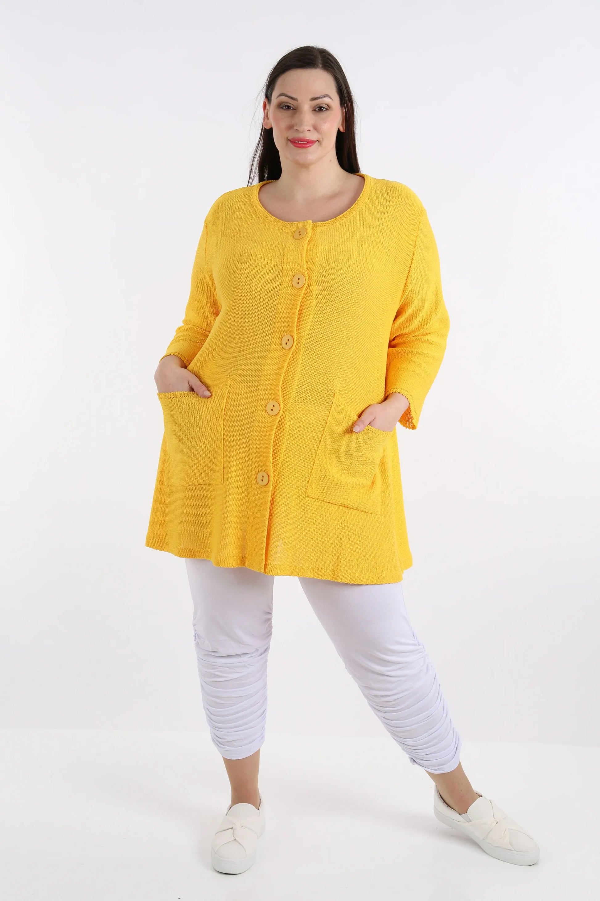 A-Form Jacke von AKH Fashion aus Baumwolle, 1110.01382, Gelb, Schick, Modern, Bequem