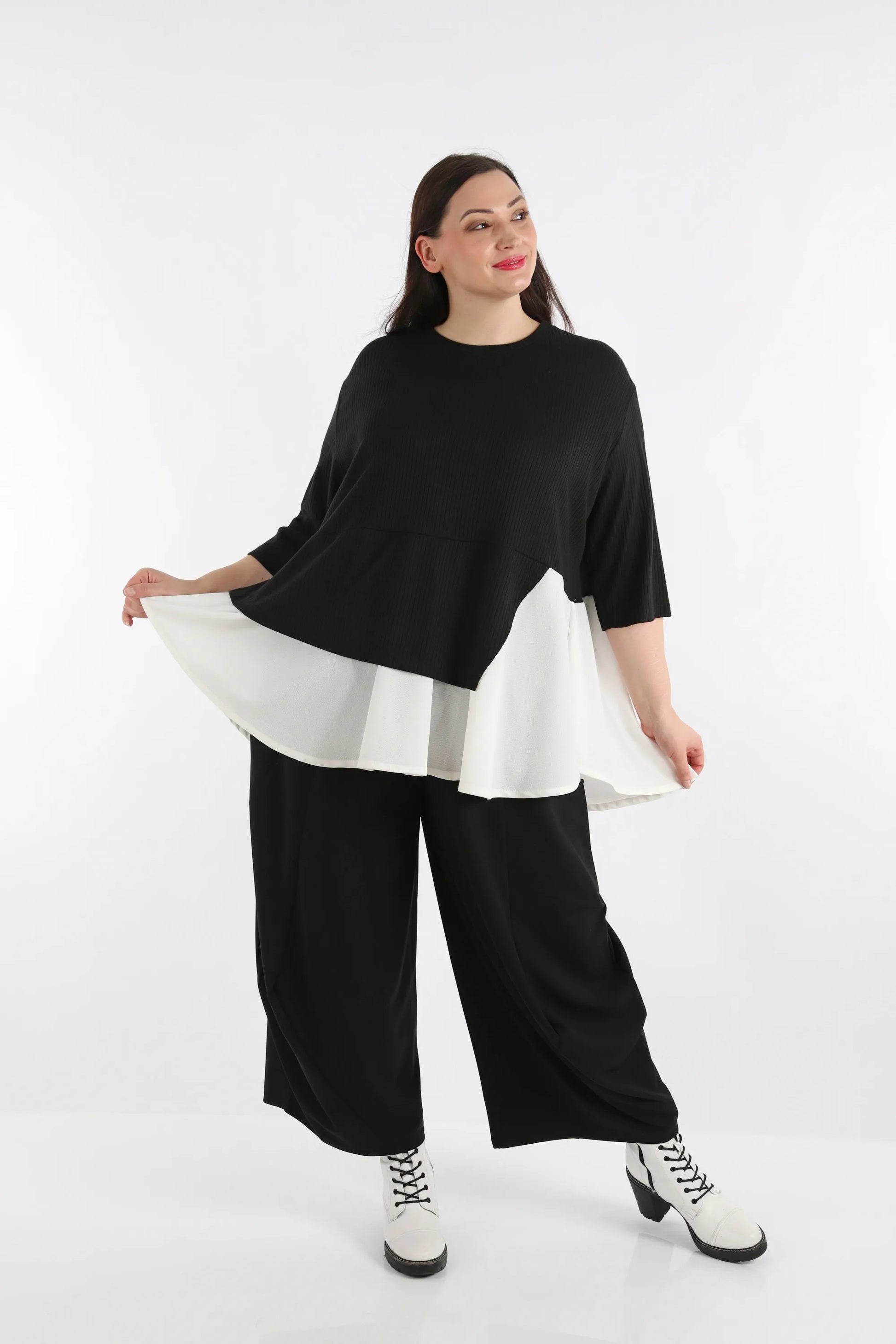 A-Form Shirt von AKH Fashion aus Viskose, 1268.02411, Schwarz-Weiß, Streifen, Schick