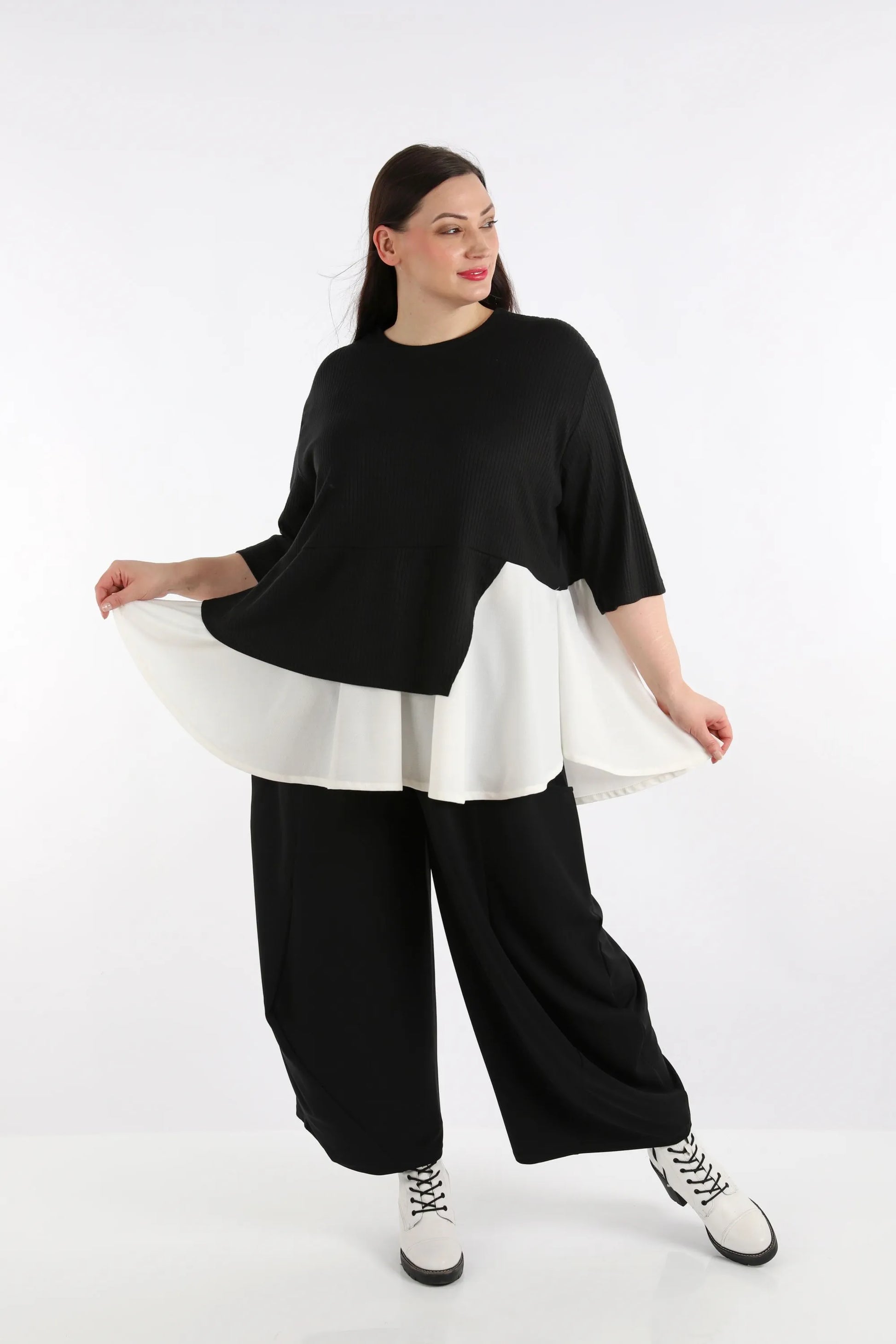 A-Form Shirt von AKH Fashion aus Viskose, 1268.02411, Schwarz-Weiß, Streifen, Schick