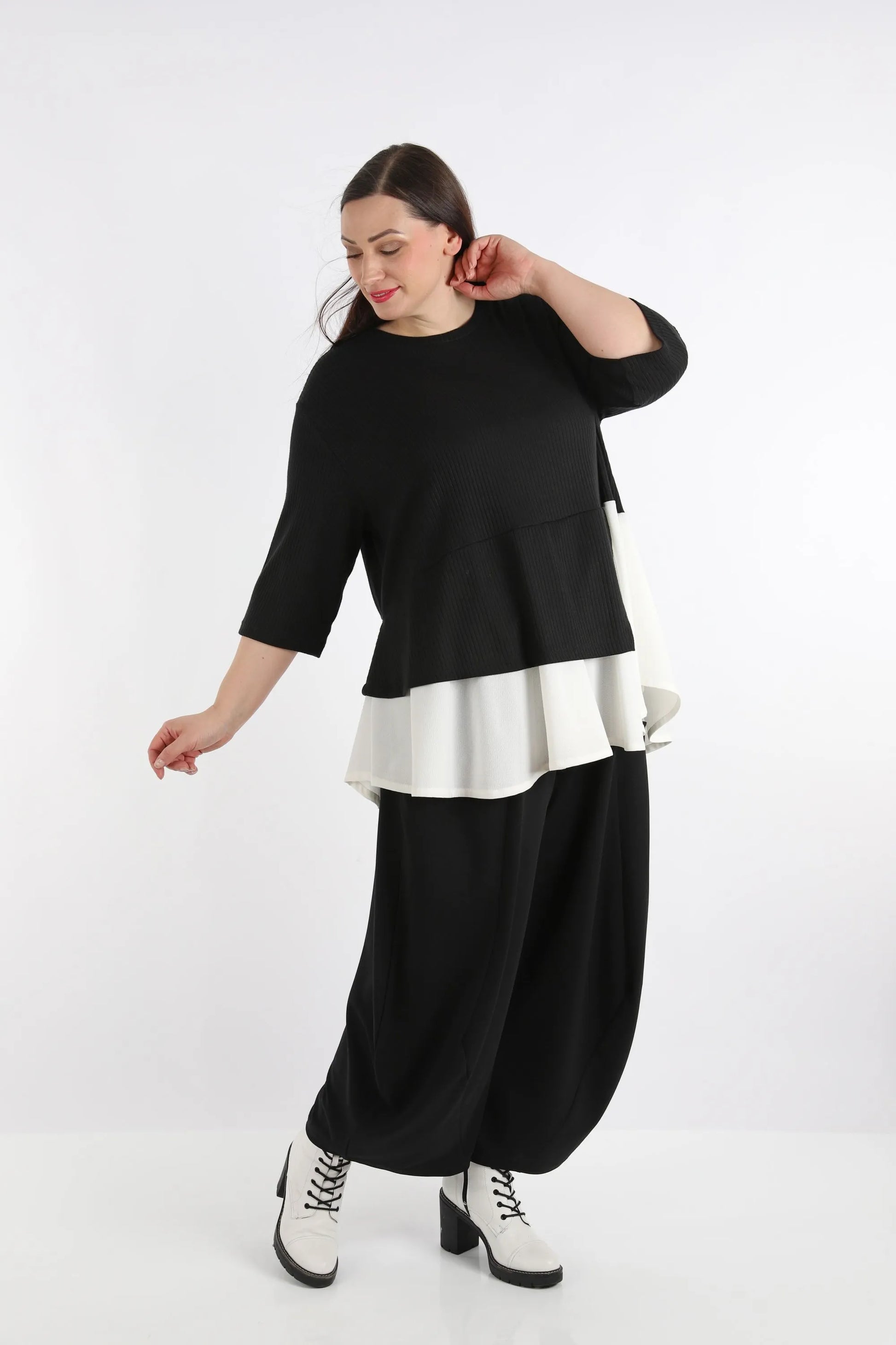 A-Form Shirt von AKH Fashion aus Viskose, 1268.02411, Schwarz-Weiß, Streifen, Schick