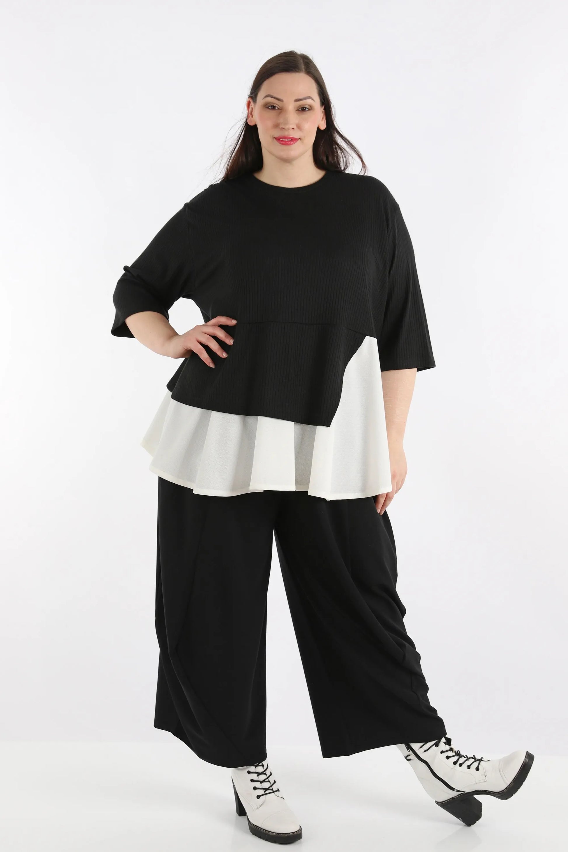 A-Form Shirt von AKH Fashion aus Viskose, 1268.02411, Schwarz-Weiß, Streifen, Schick