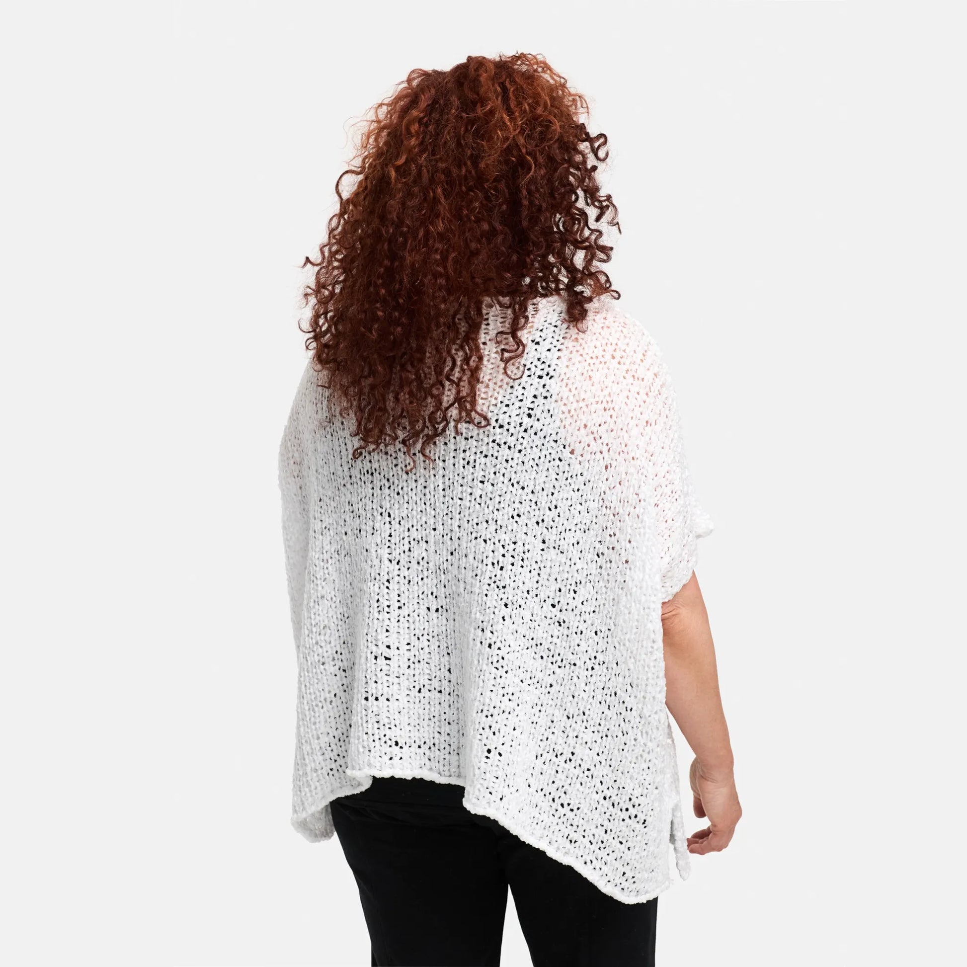 Amandine Pullover in kastiger Form, aus Baumwolle, A2808, Weiß, Schick, Modern, Bequem